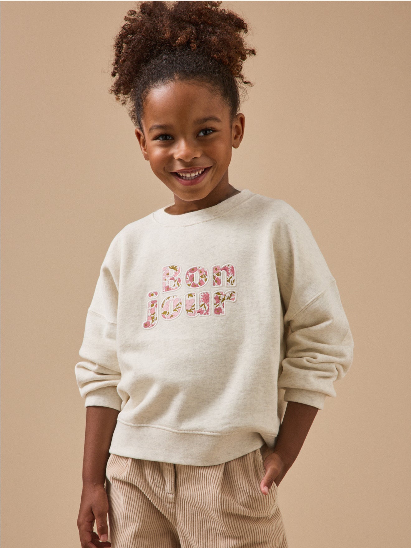 Girl's lettered organic cotton sweatshirt