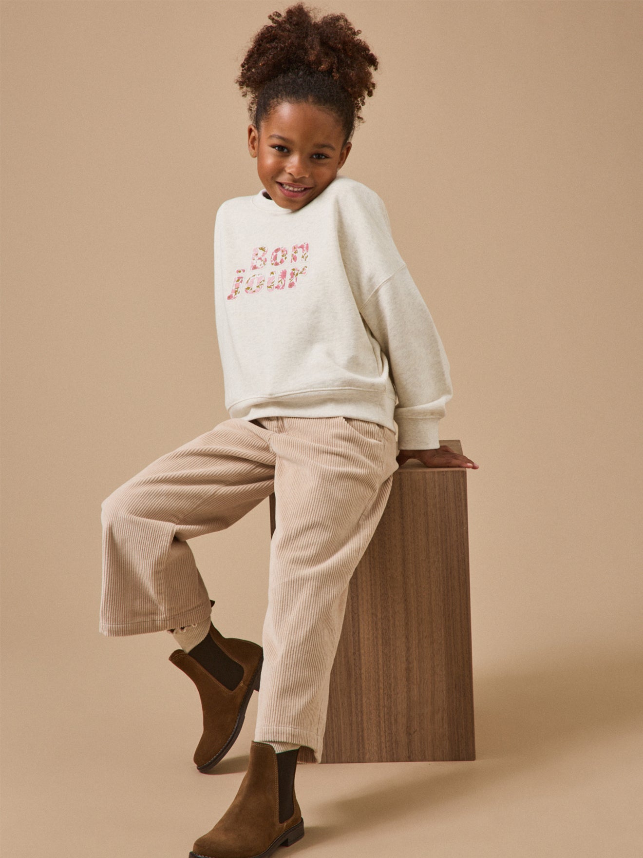 Girl's lettered organic cotton sweatshirt