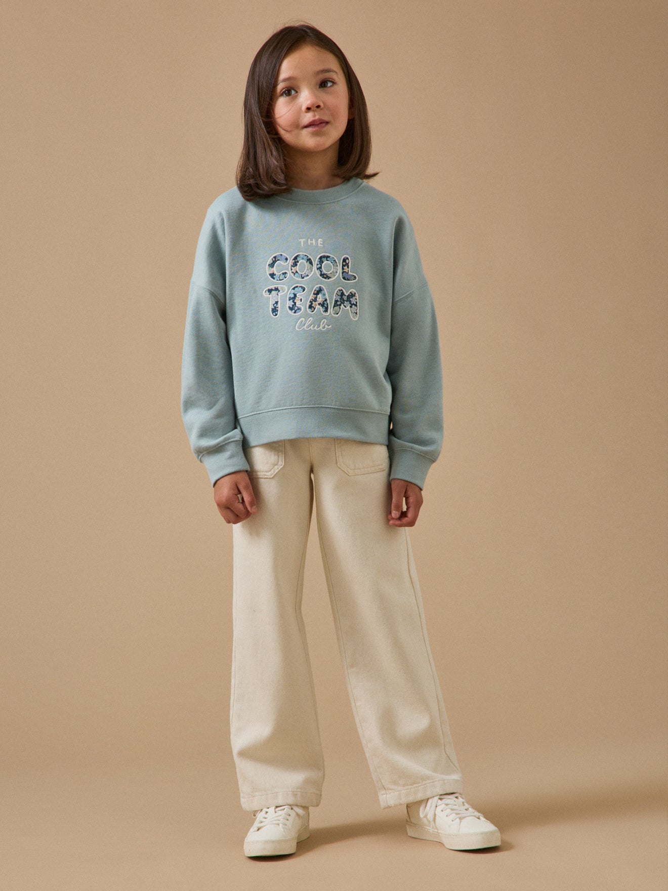 Girl's Cool Team organic cotton sweatshirt, details made with Liberty fabric
