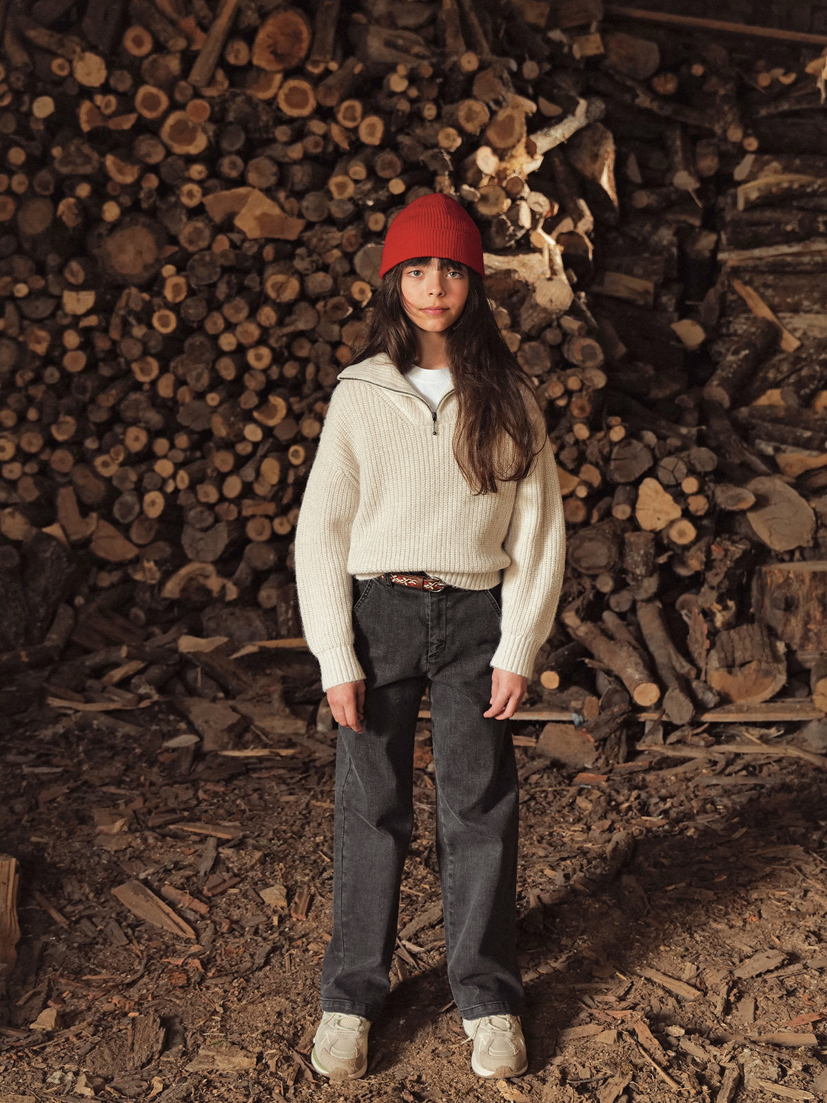 Girl's high zip-neck sweater
