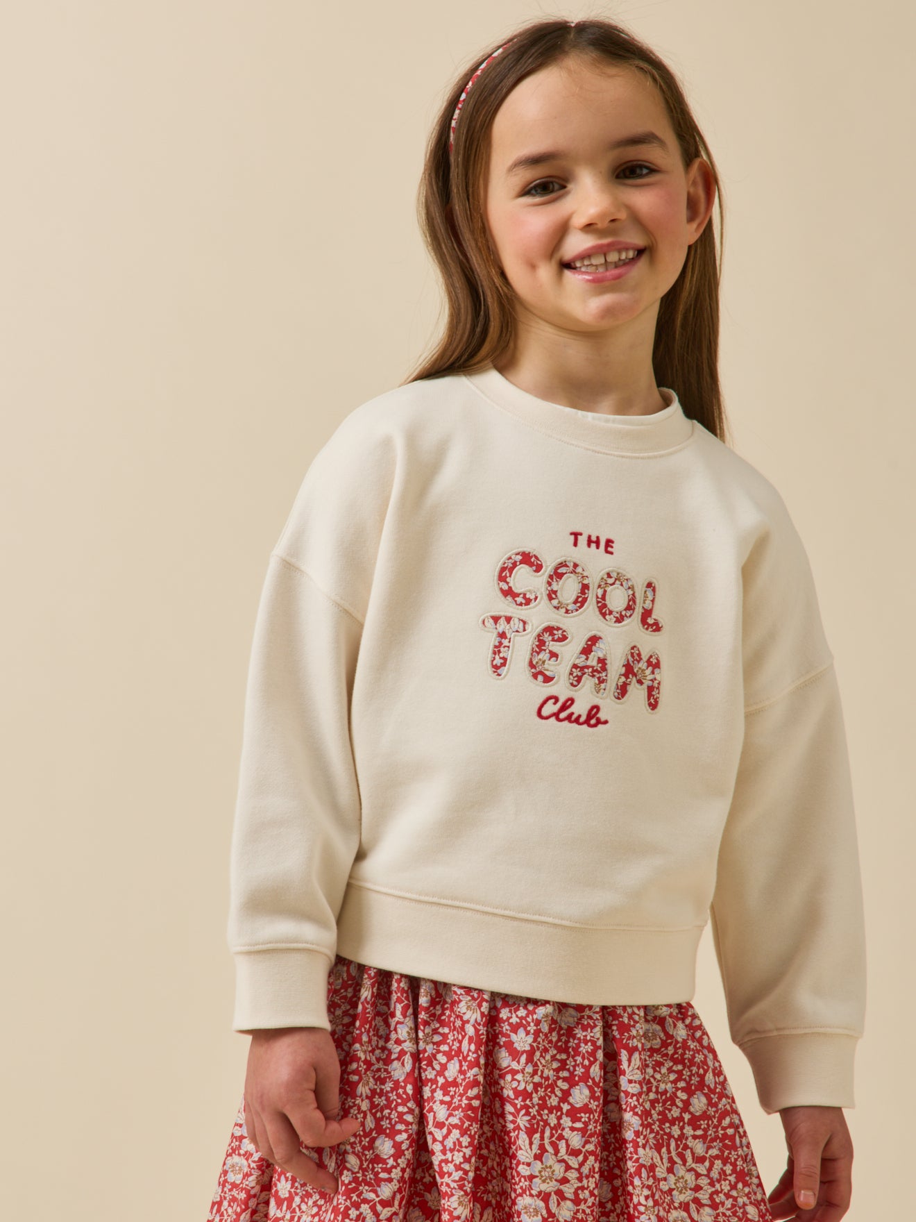 Girl's organic cotton message sweatshirt - lettering made with Liberty fabric