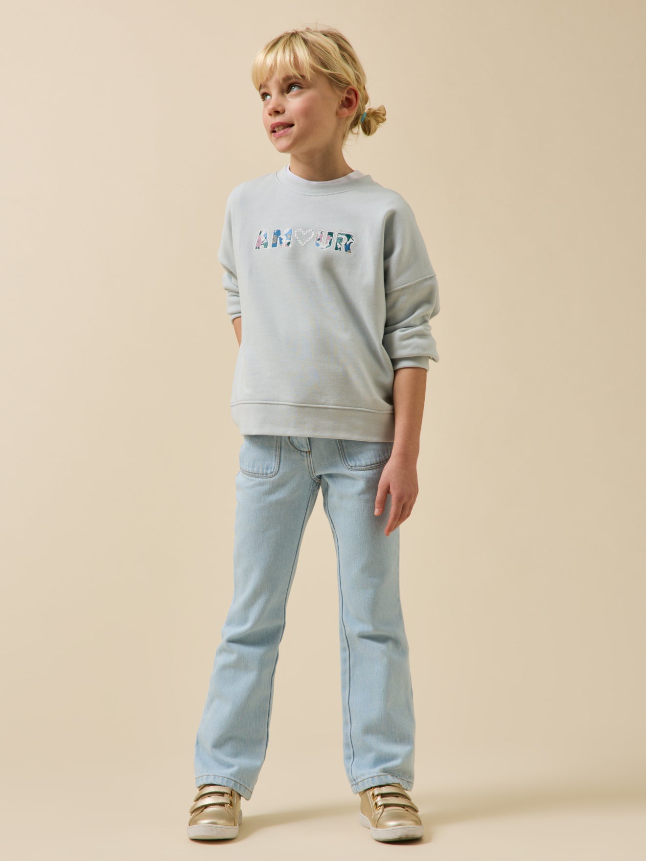 Sweat Fille à message en tissu Liberty - Coton biologique