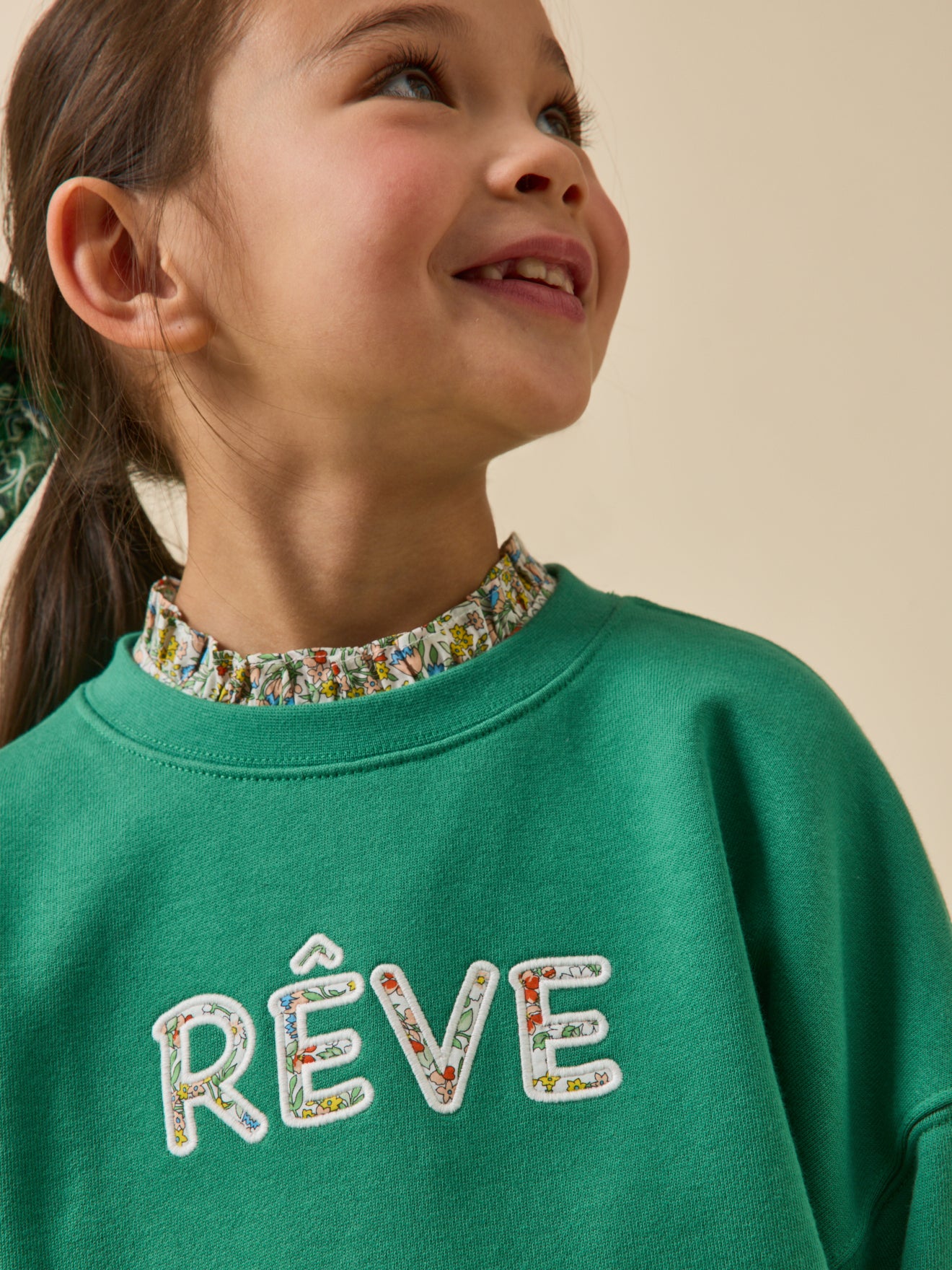 Sweat Fille à message en tissu Liberty - Coton biologique