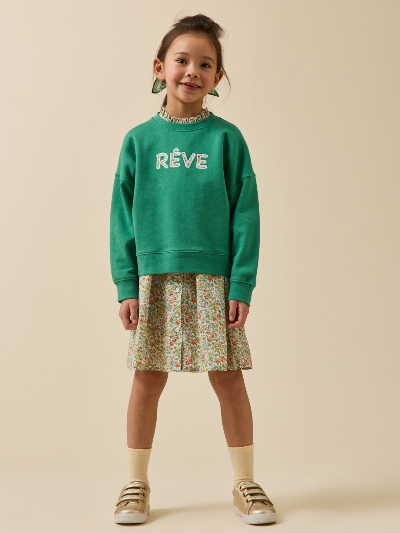 Girl's organic cotton message sweatshirt - lettering made with Liberty fabric