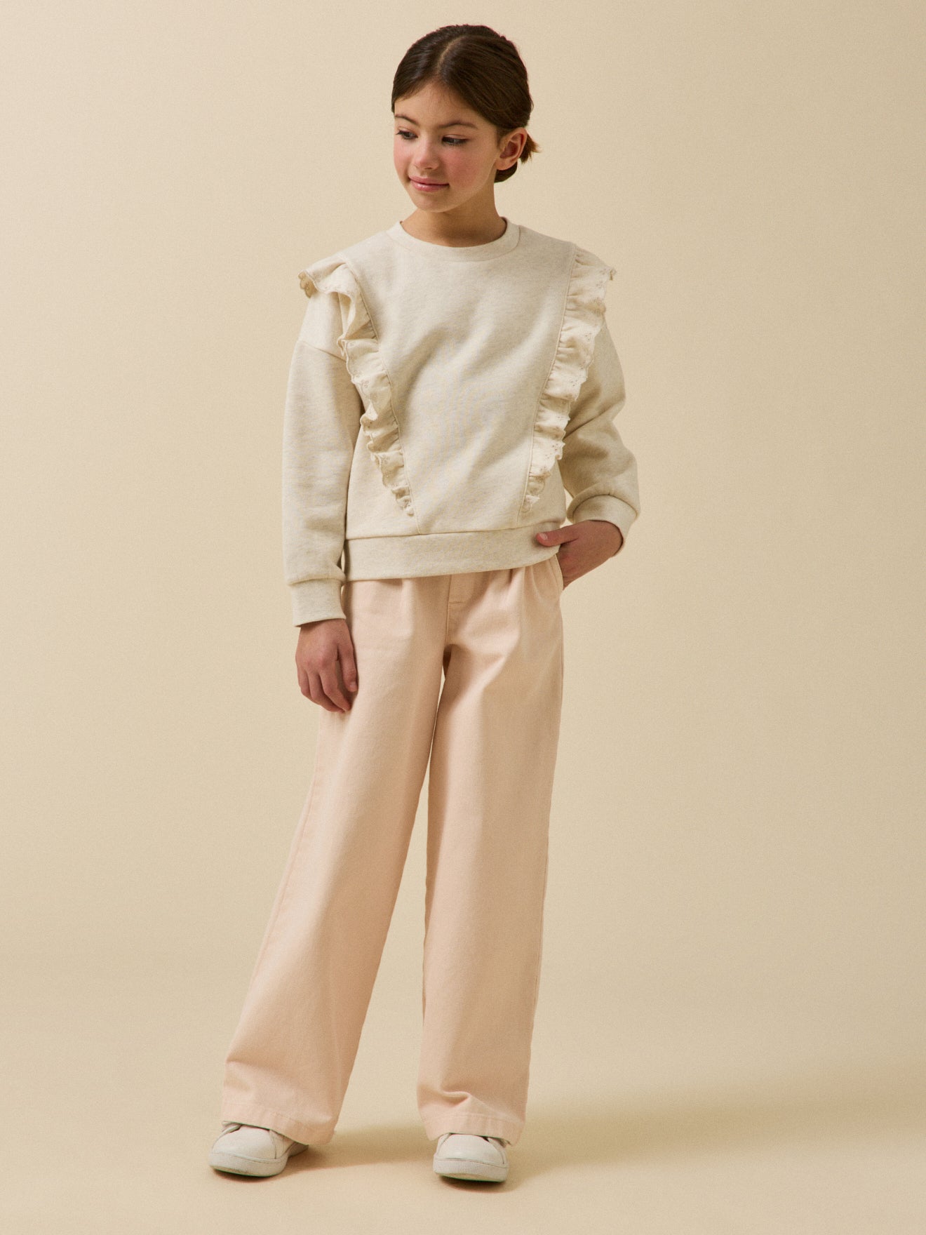 Girl's organic cotton ruffled sweatshirt