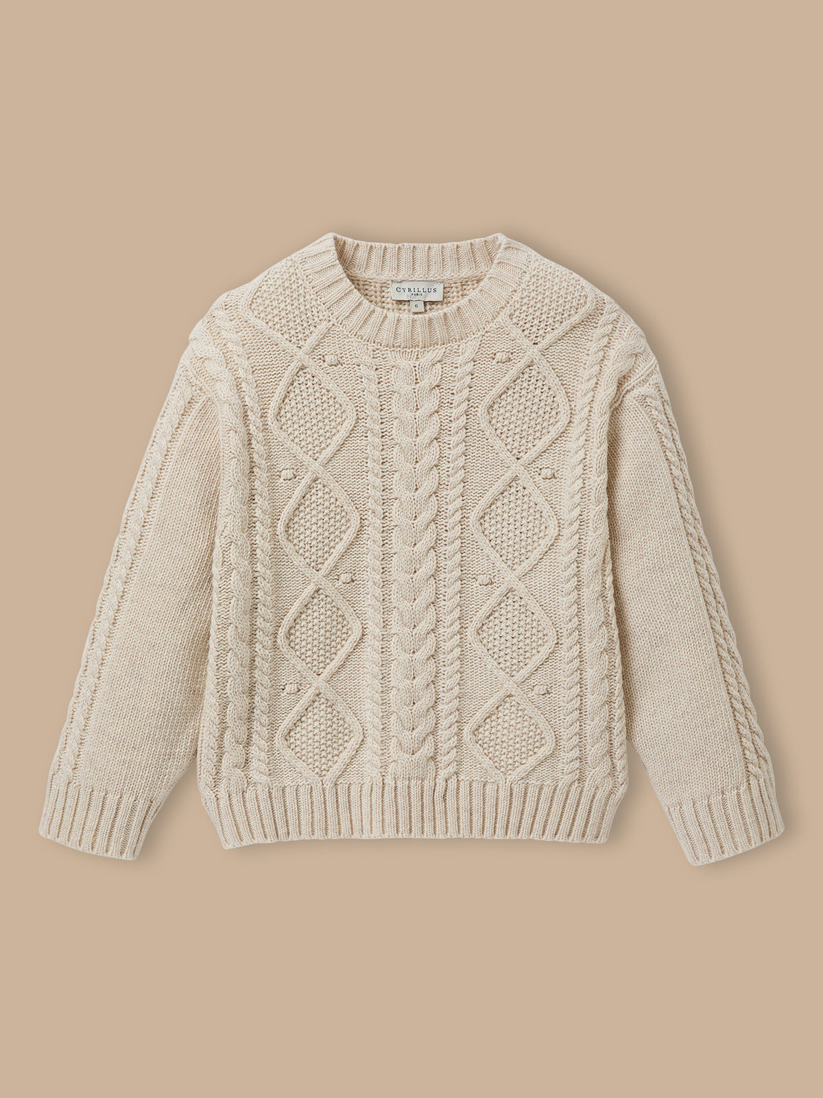 Girl's cable-knit sweater with wool