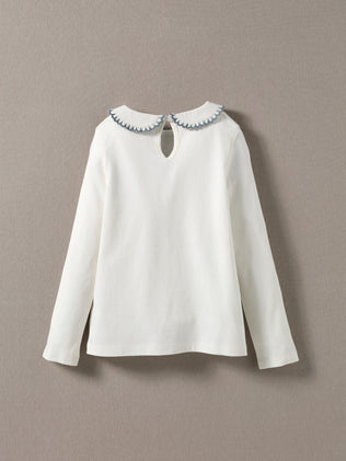 Girl's organic cotton top with scalloped collar
