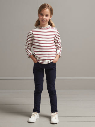 Girl's organic cotton sailor-stripe T-shirt, details made with Liberty fabric