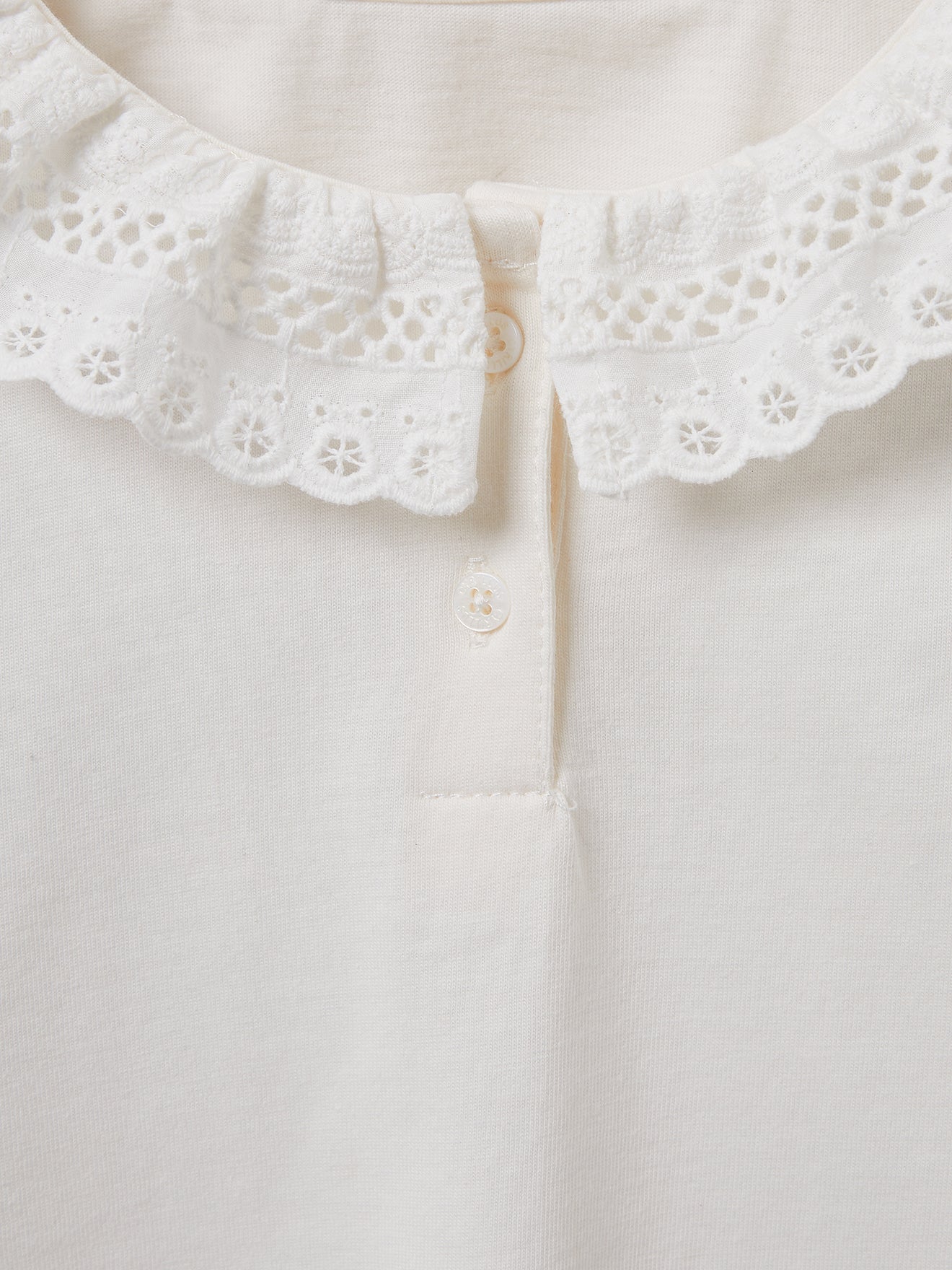 T-shirt Fille col dentelle - Coton Biologique