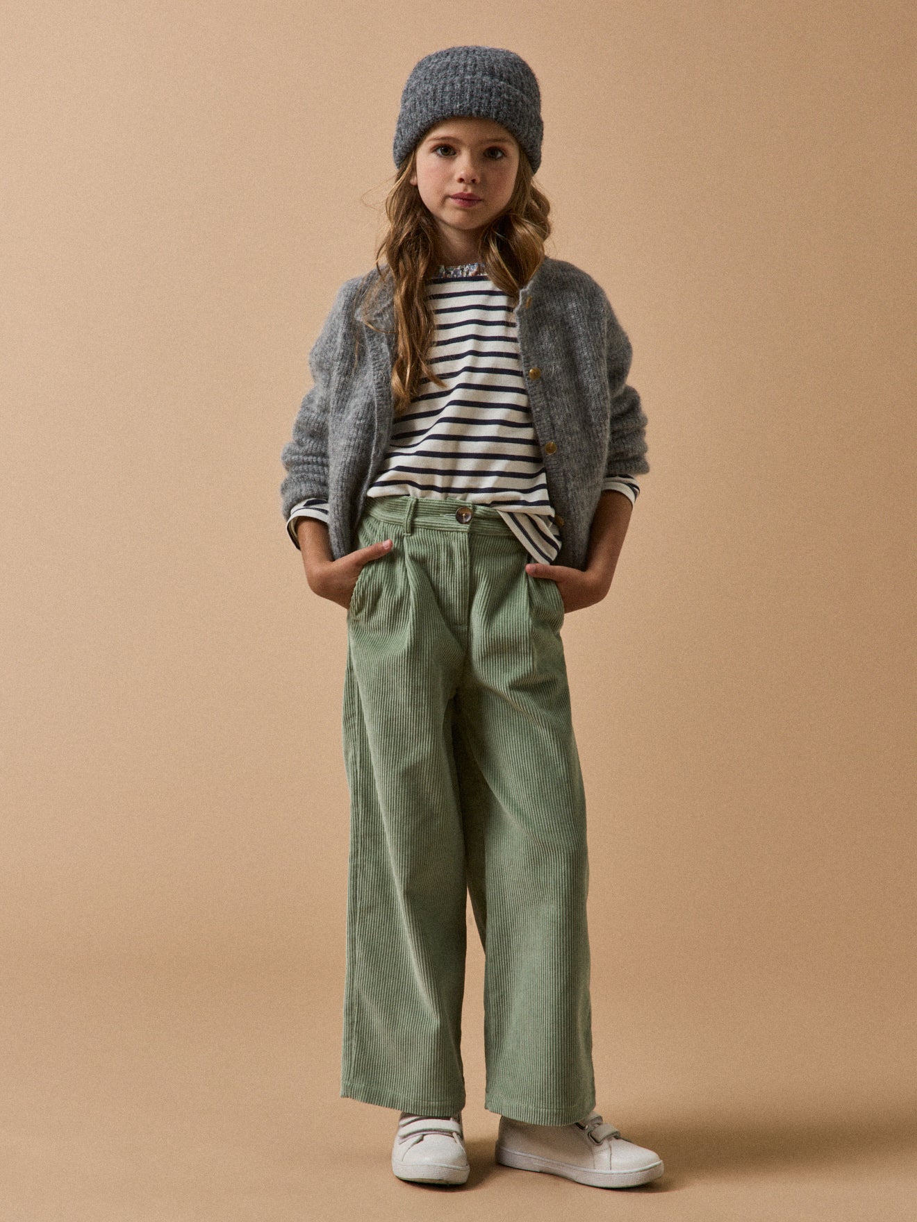 Girl's organic cotton sailor-stripe T-shirt with trim made with Liberty fabric