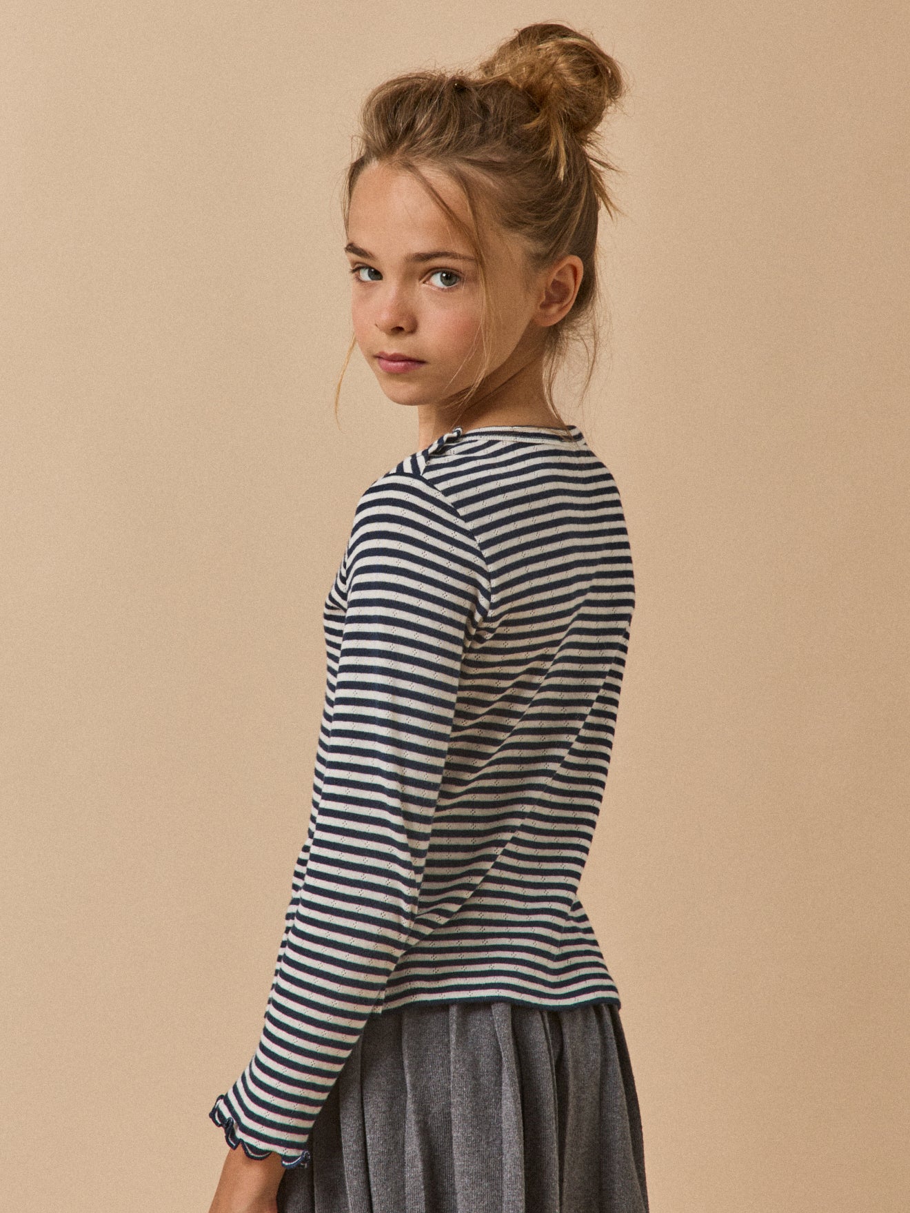 Girl's pointelle T-shirt made with organic cotton