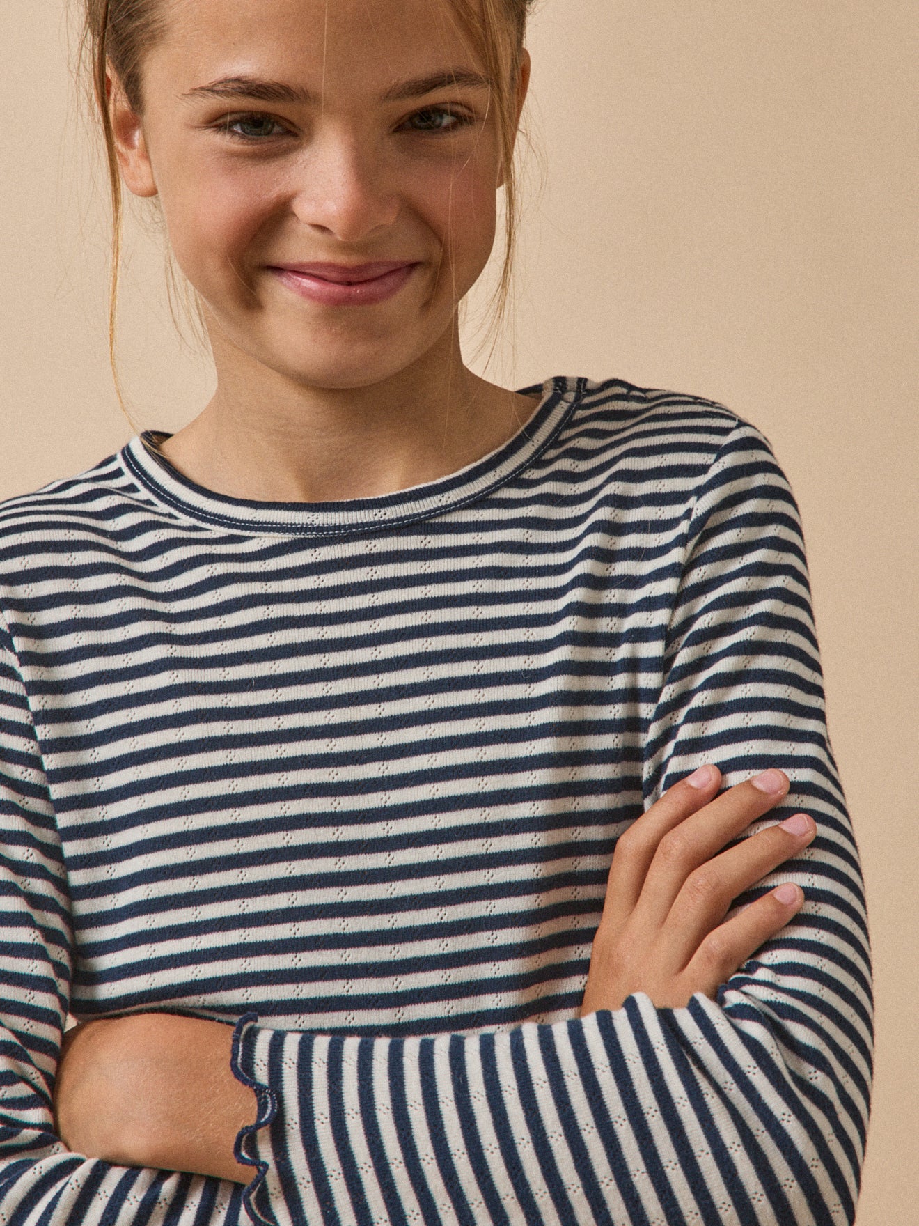 Girl's pointelle T-shirt made with organic cotton