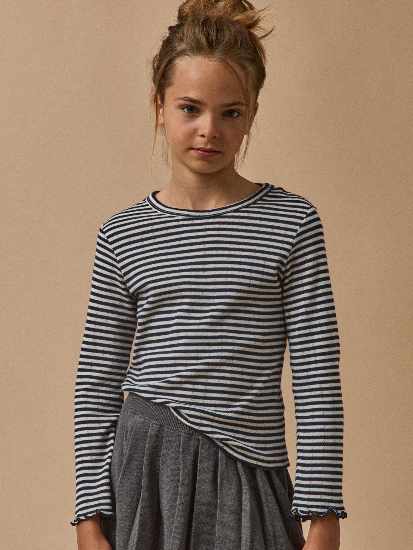 Girl's pointelle T-shirt made with organic cotton