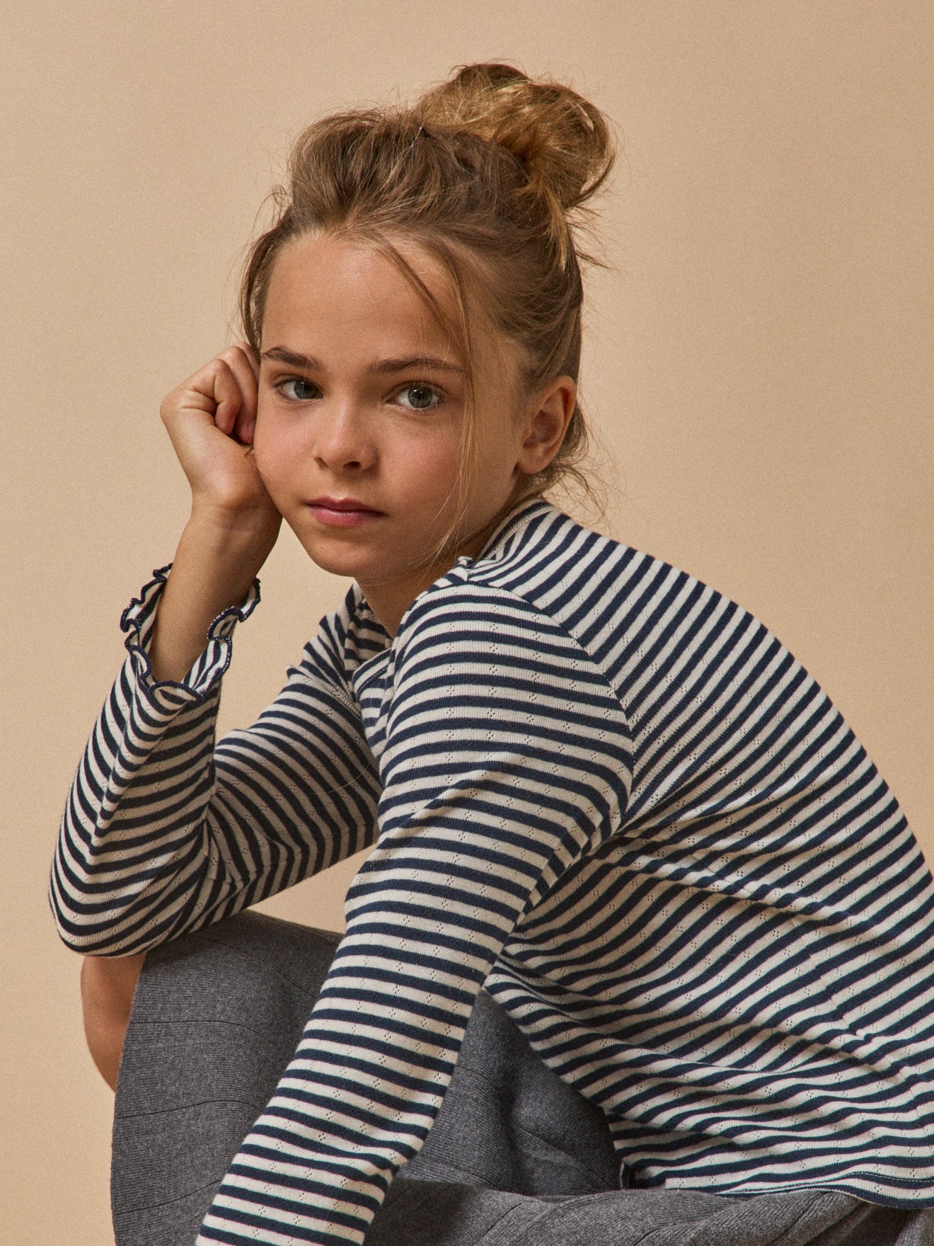 Girl's pointelle T-shirt made with organic cotton