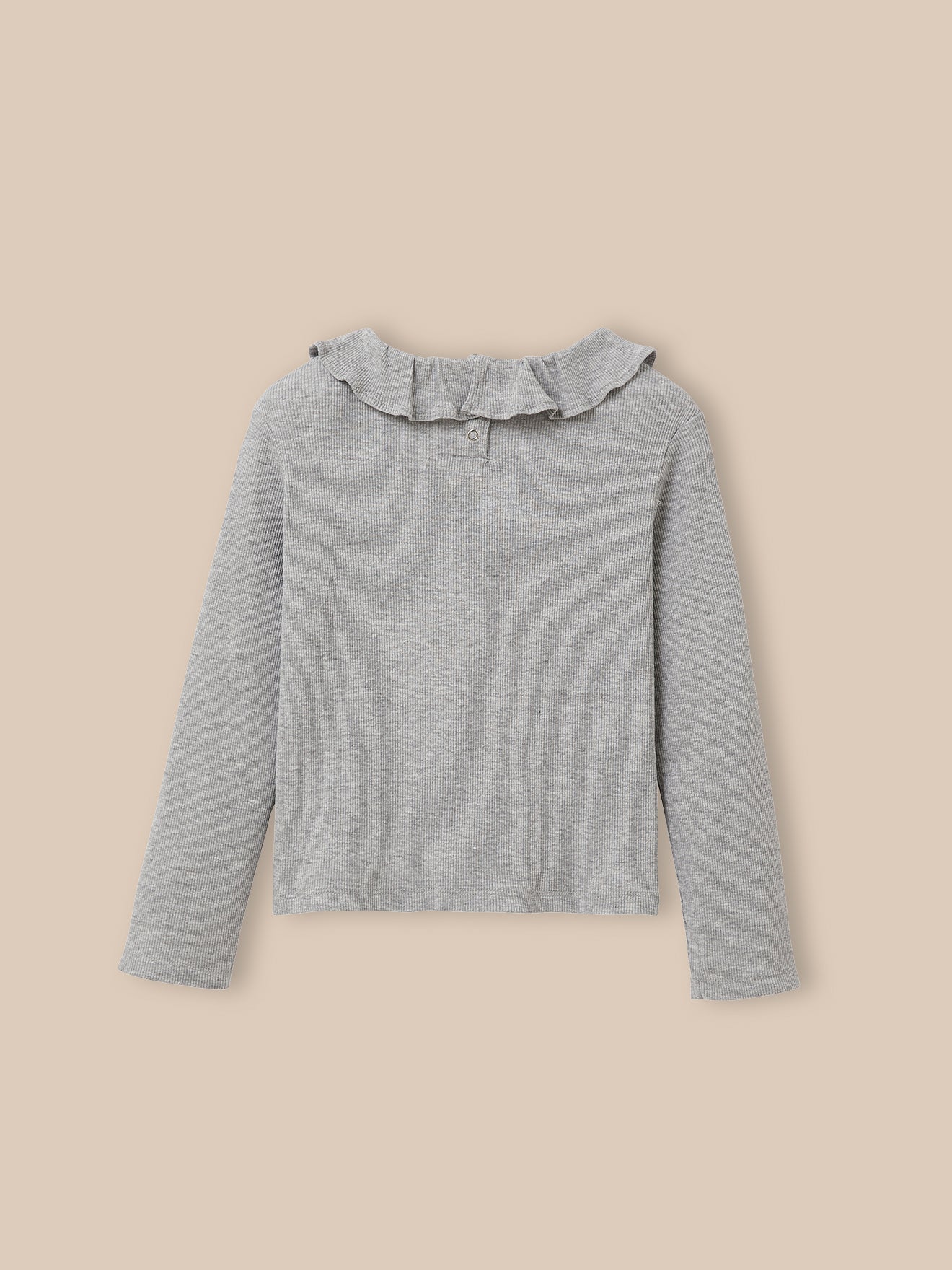 Girl's organic cotton T-shirt with ruffled neckline