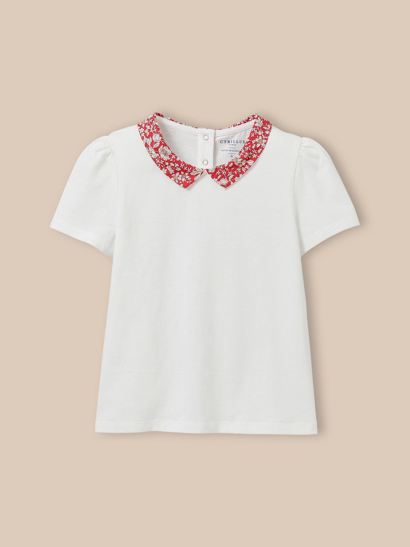 Girl's organic cotton T-shirt and collar with Liberty fabric - Cyrillus COM