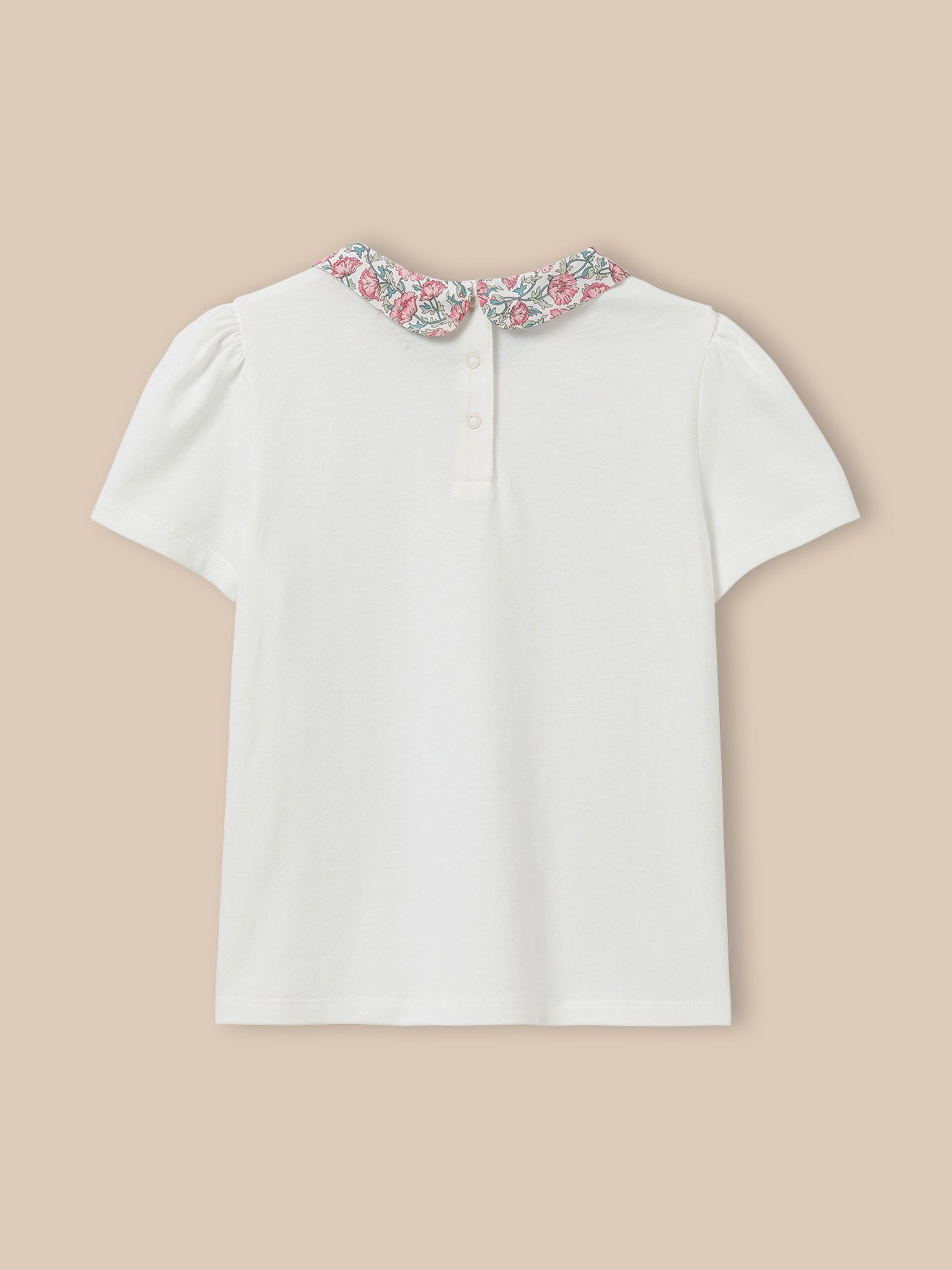 T-shirt col en tissu Liberty Fille - Coton biologique