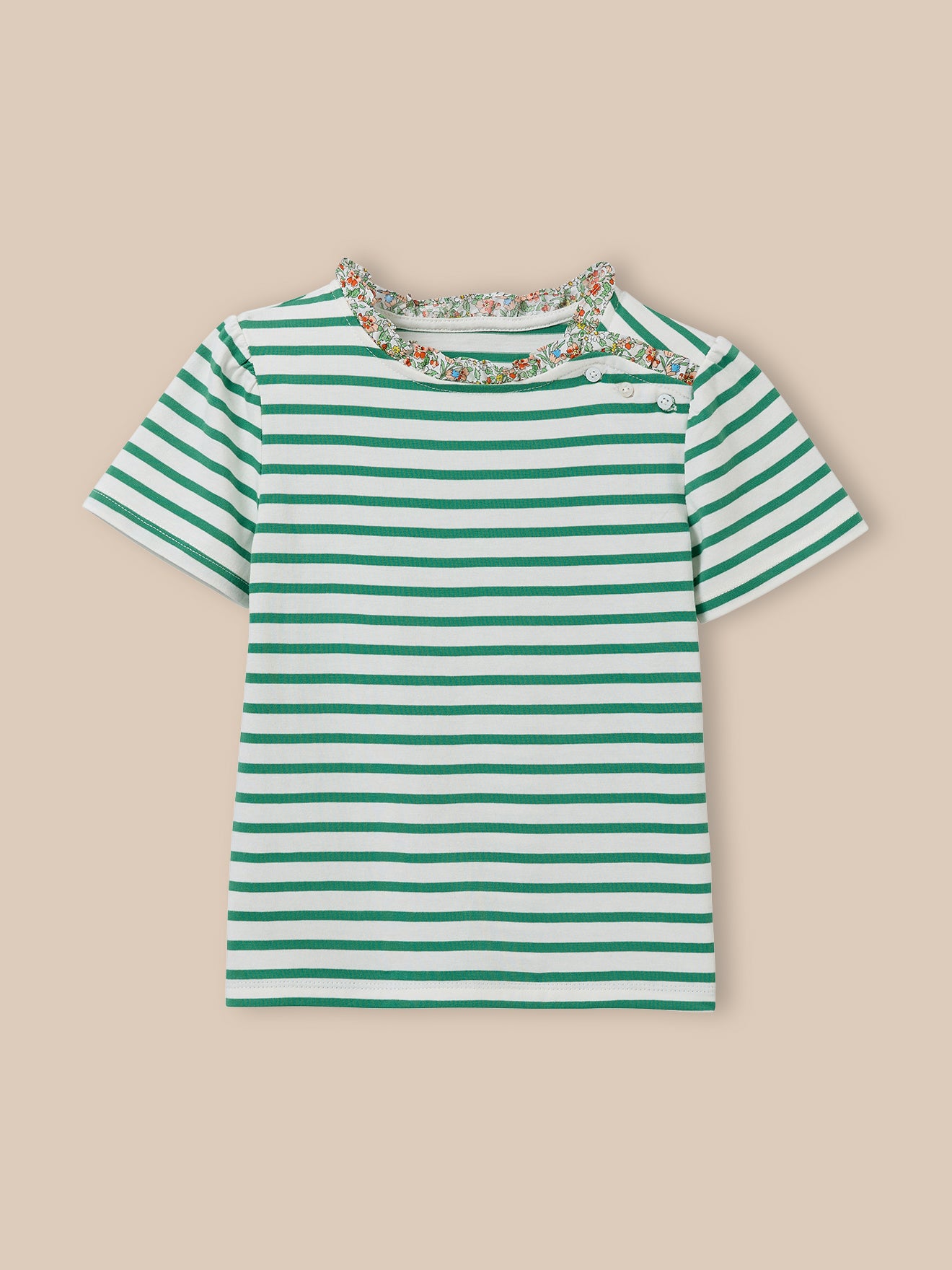 T-shirt marinière Fille tissu Liberty - Coton biologique