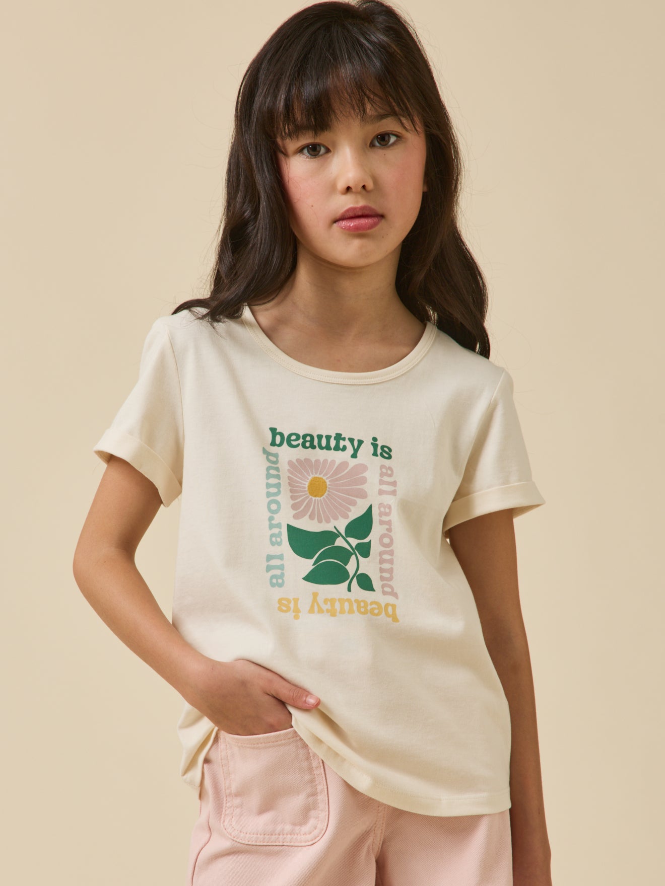 T-shirt fleur Fille - Coton Biologique