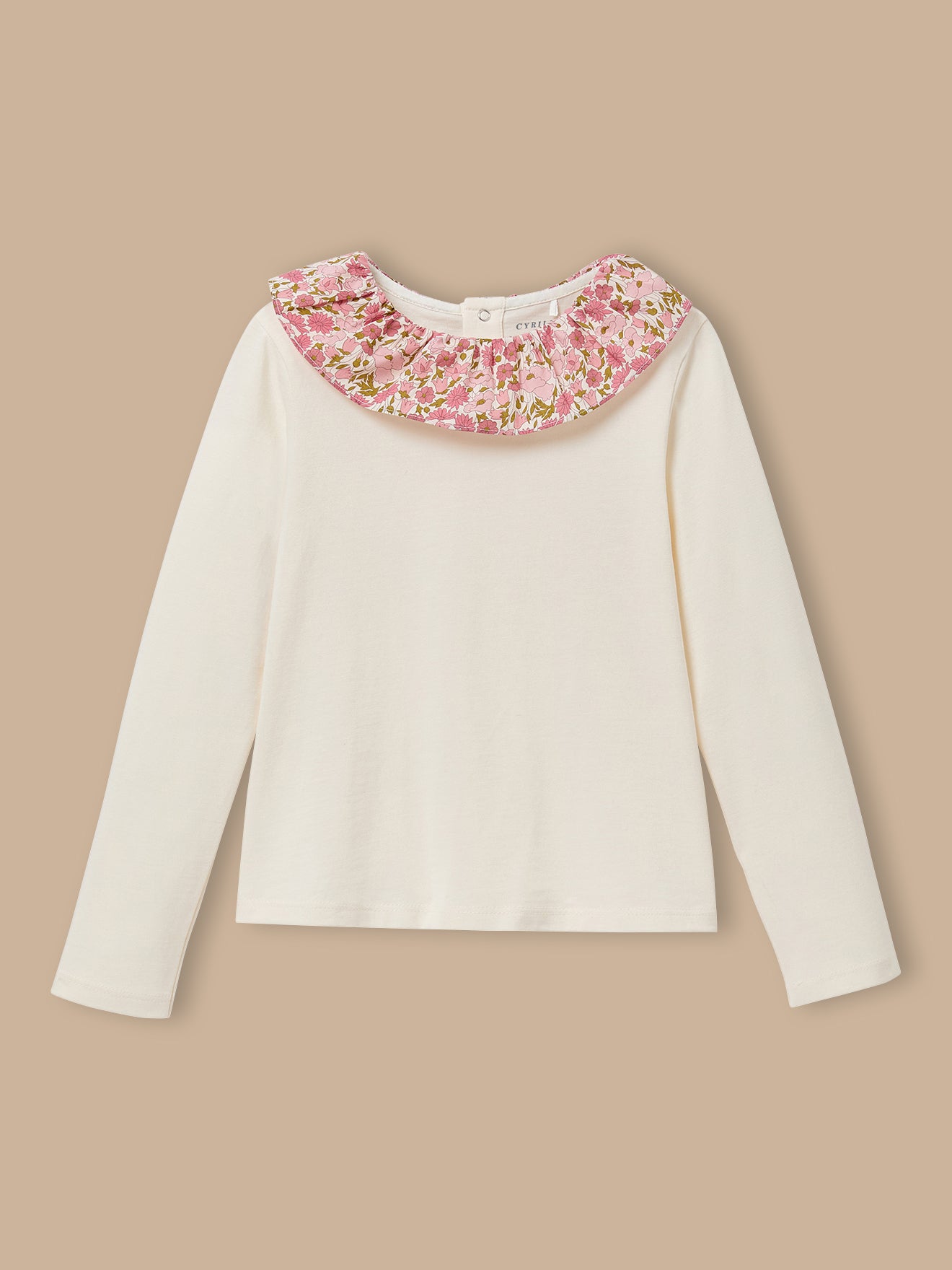 Girl's Ti-shirt, collar made with Liberty fabric