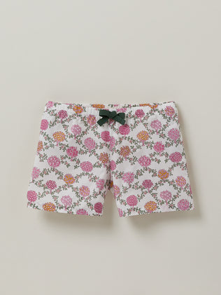 Girl's pyjamas with shorts, made with Liberty fabric