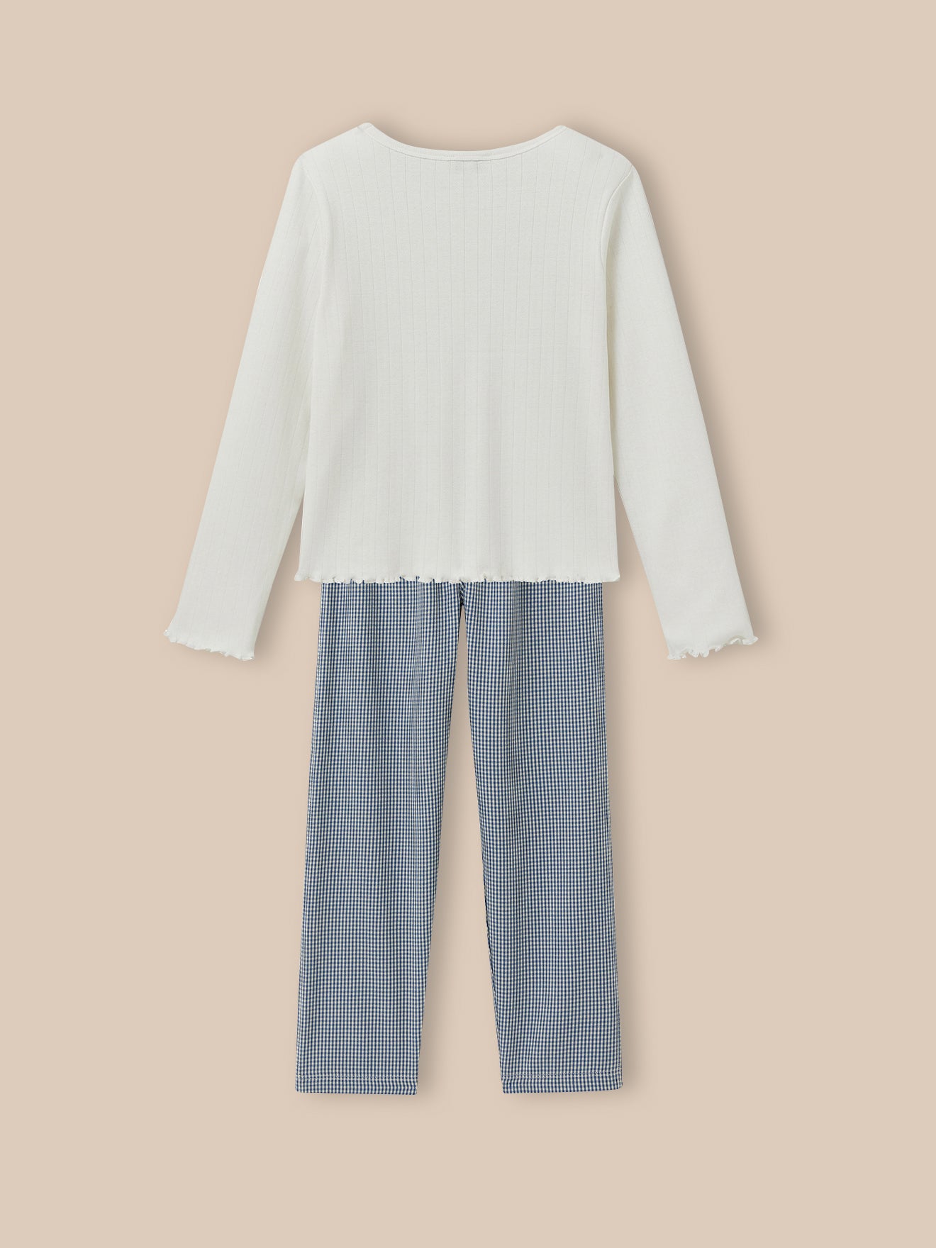 Pyjama bi-matière vichy Fille