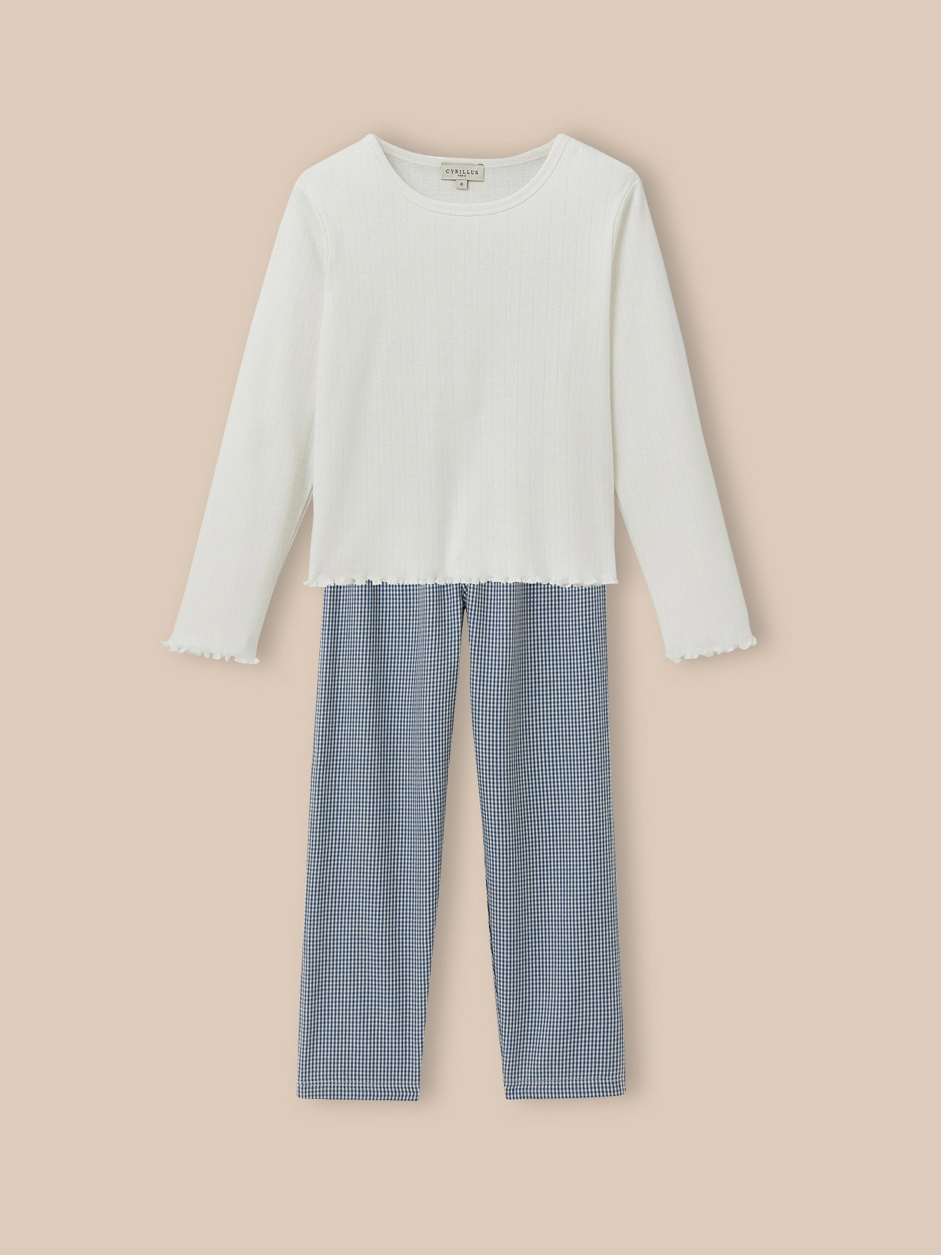 Pyjama bi-matière vichy Fille