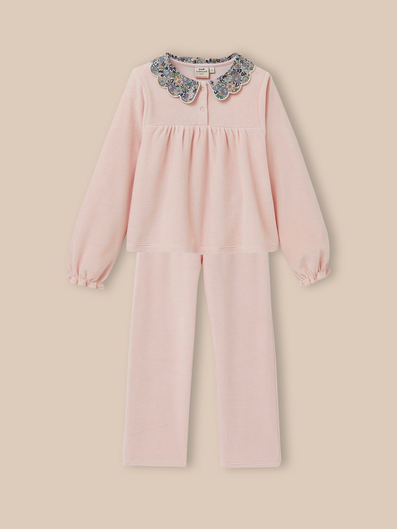 Pyjama en velours col en tissu Liberty Fille