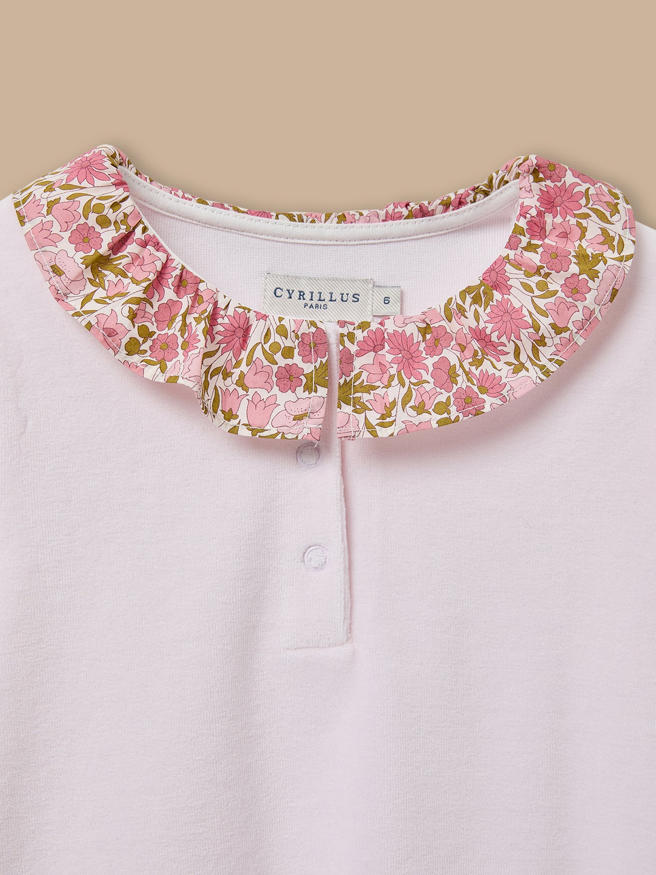 Girl's pyjamas, collar made with Liberty fabric