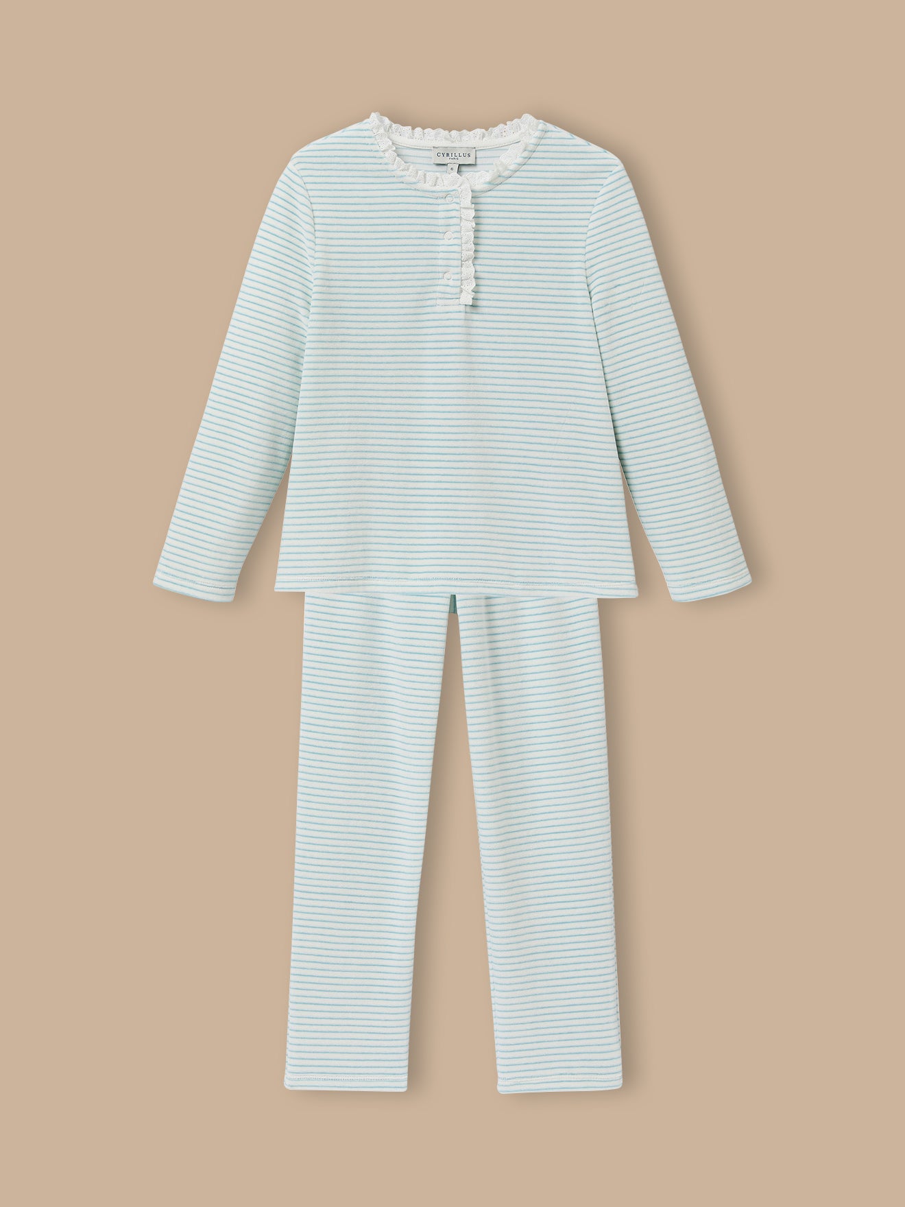 Girl's striped velour pyjamas