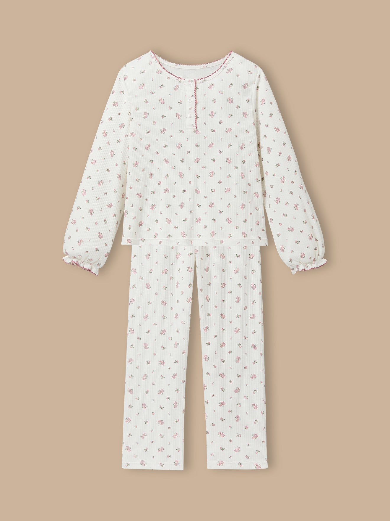 Girl's pointelle knit pyjamas