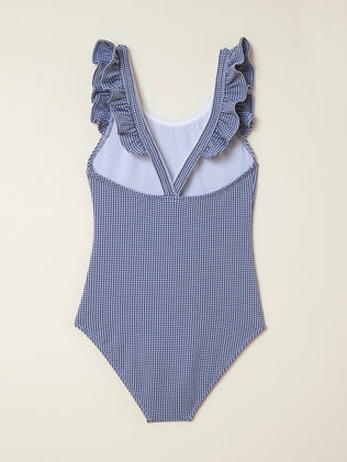 Girl's 1-piece gingham check swimsuit