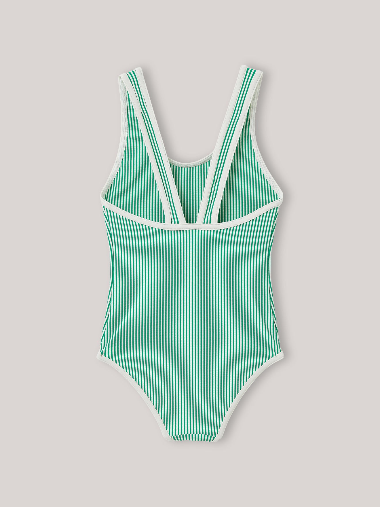 Girl's seersucker striped 1-piece swimsuit