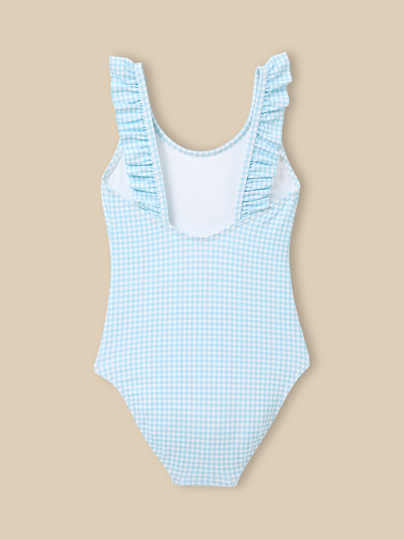 Girl's gingham check 1-piece swimsuit
