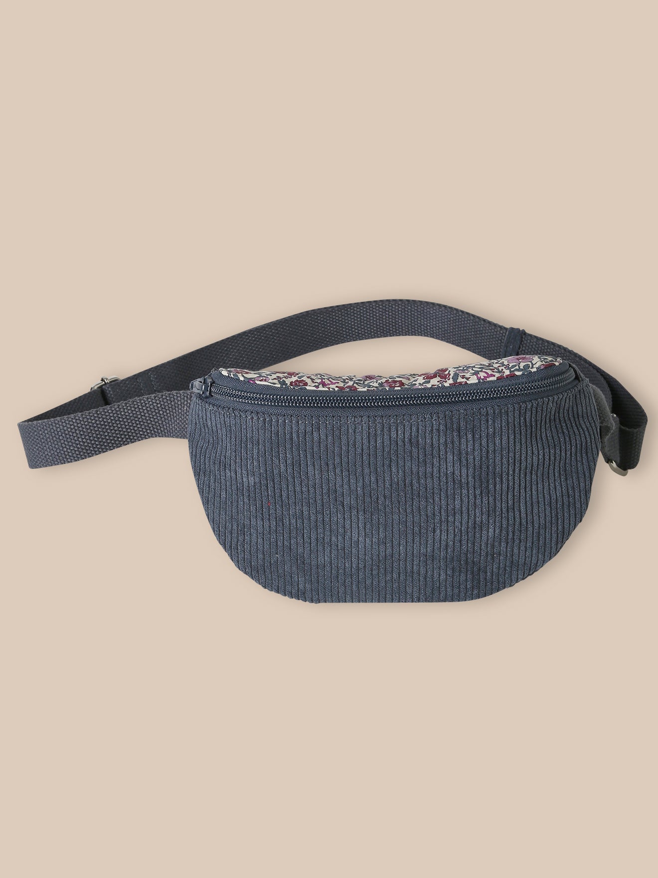 Girl's belt bag made with velour and Liberty fabric