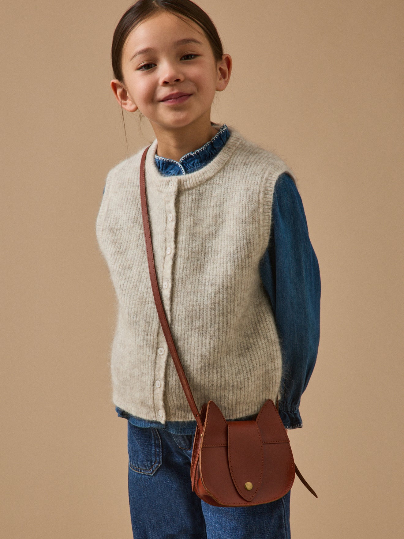 Sac écureuil en cuir Fille