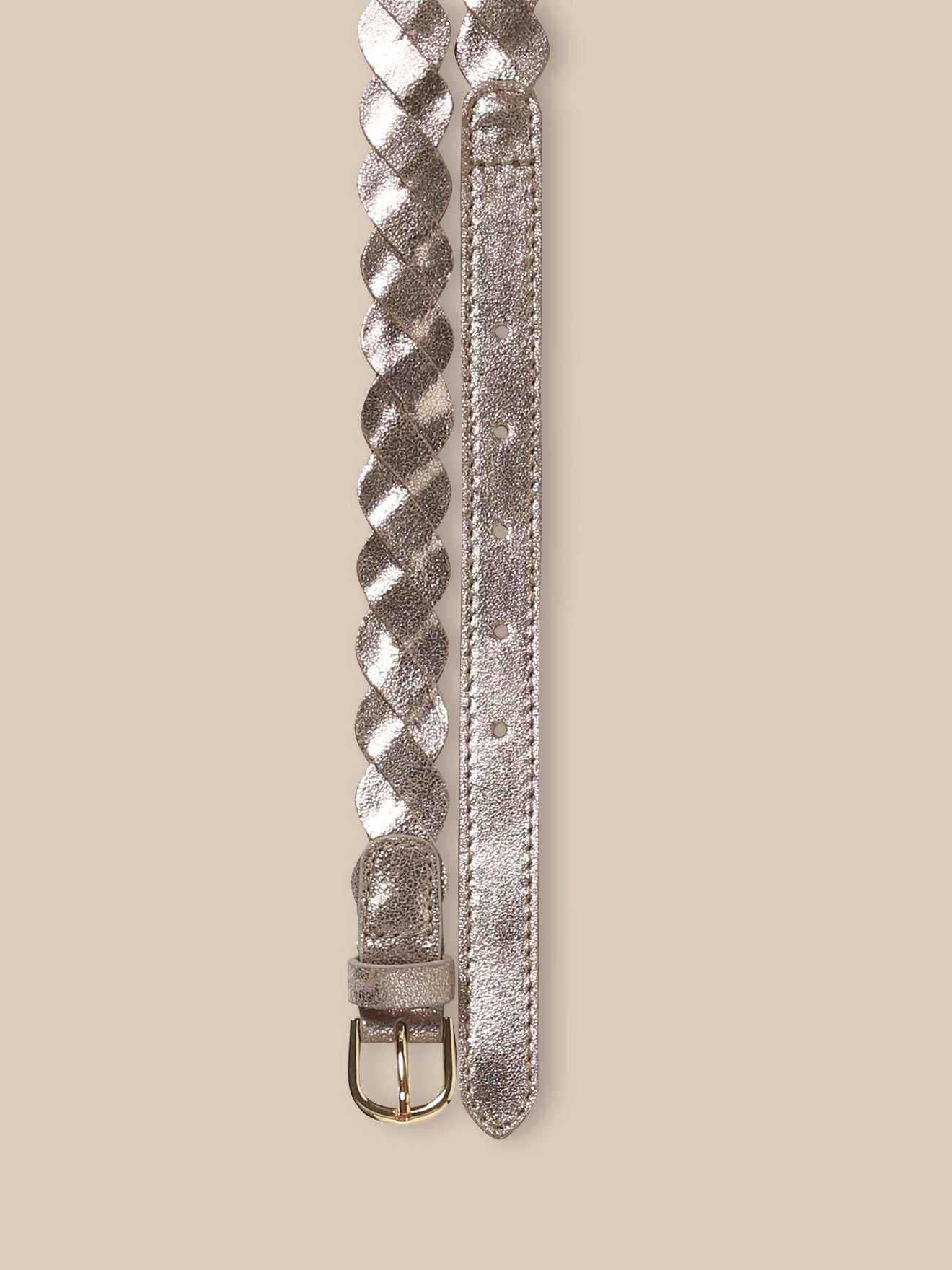 Girl's iridescent braided leather belt