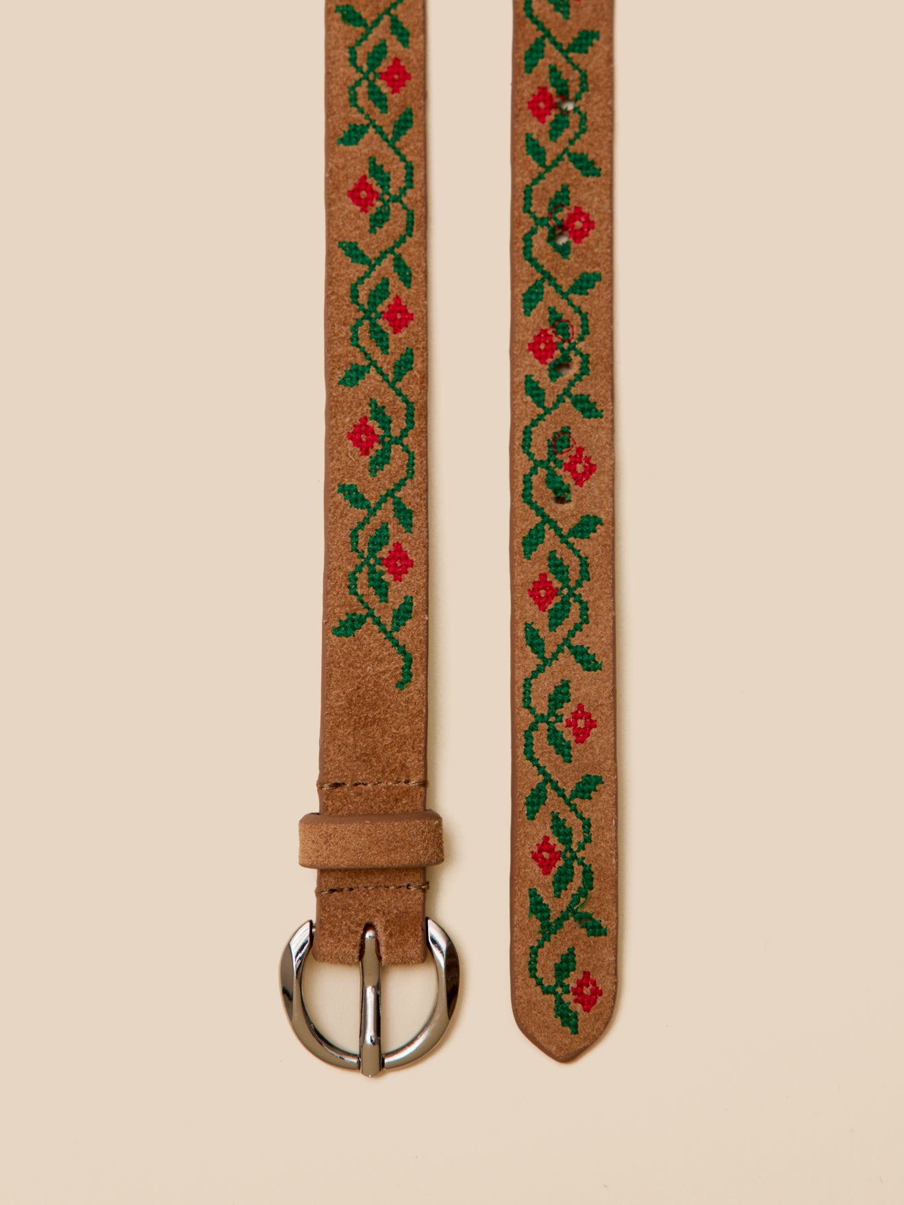 Girl's embroidered leather belt