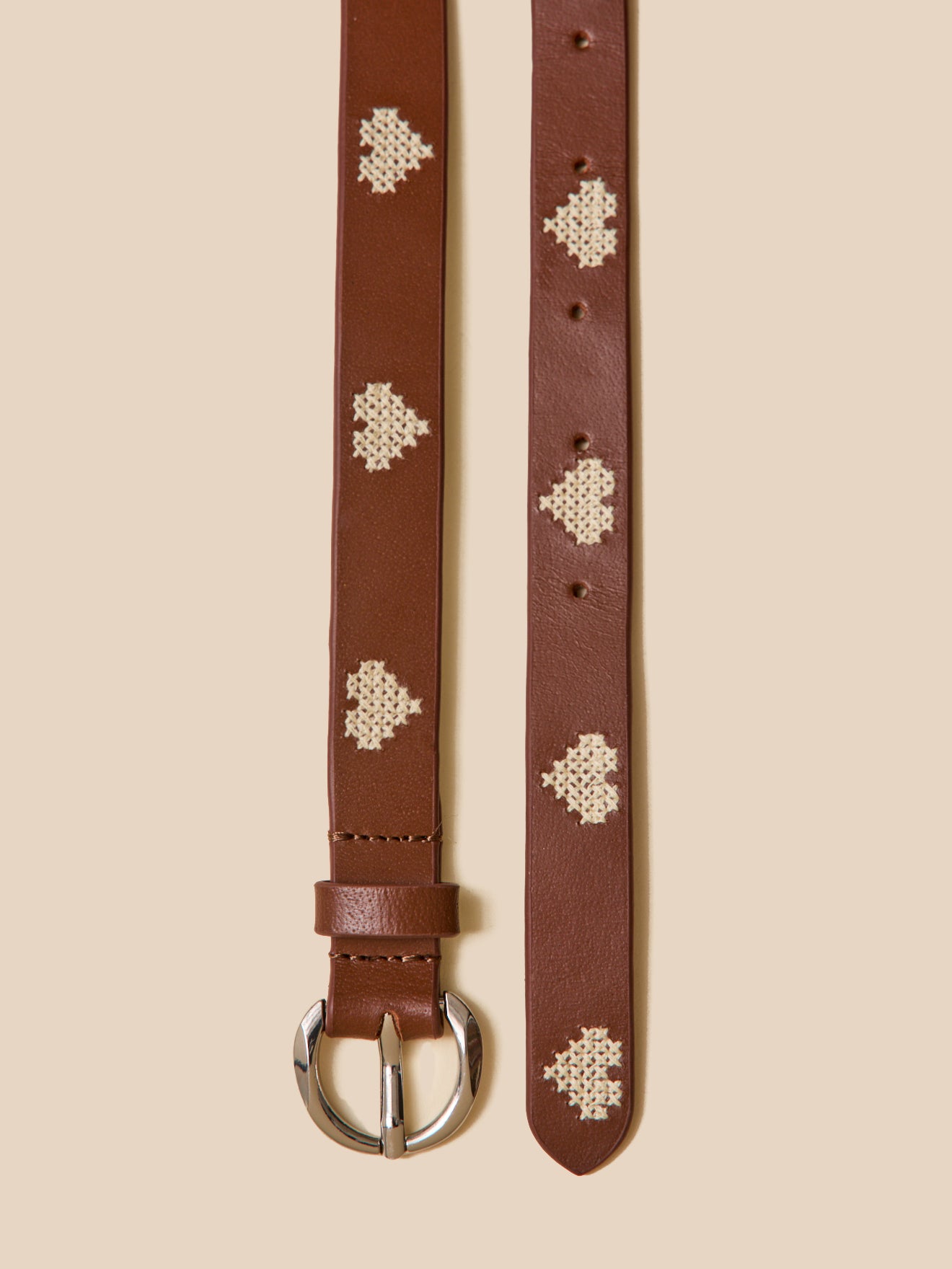 Ceinture brodée en cuir Fille