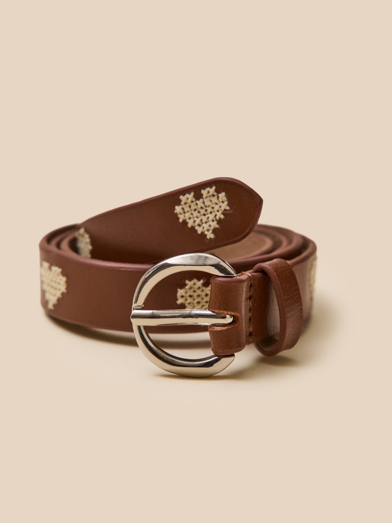 Ceinture brodée en cuir Fille