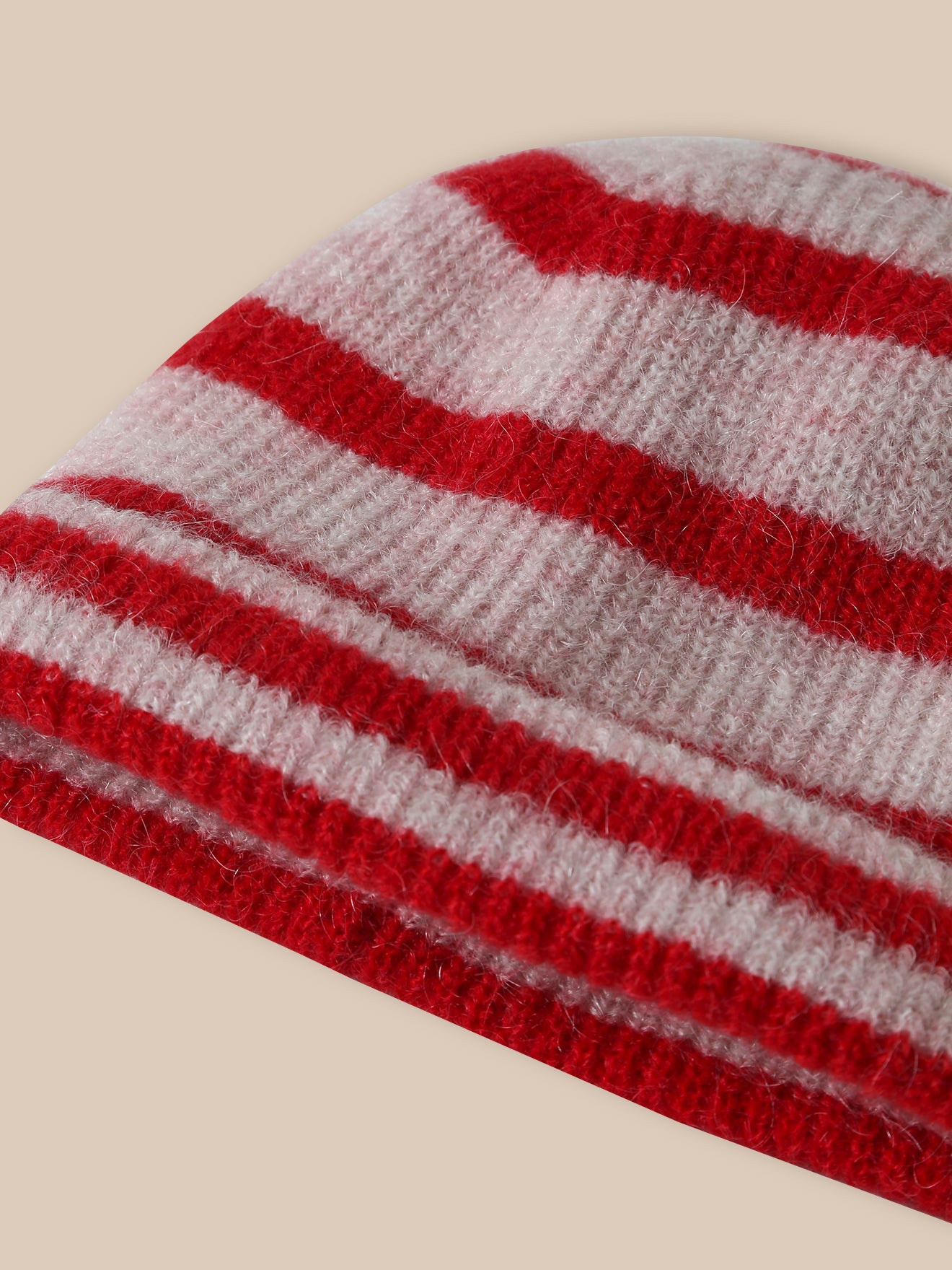 Girl's wool and mohair striped beanie