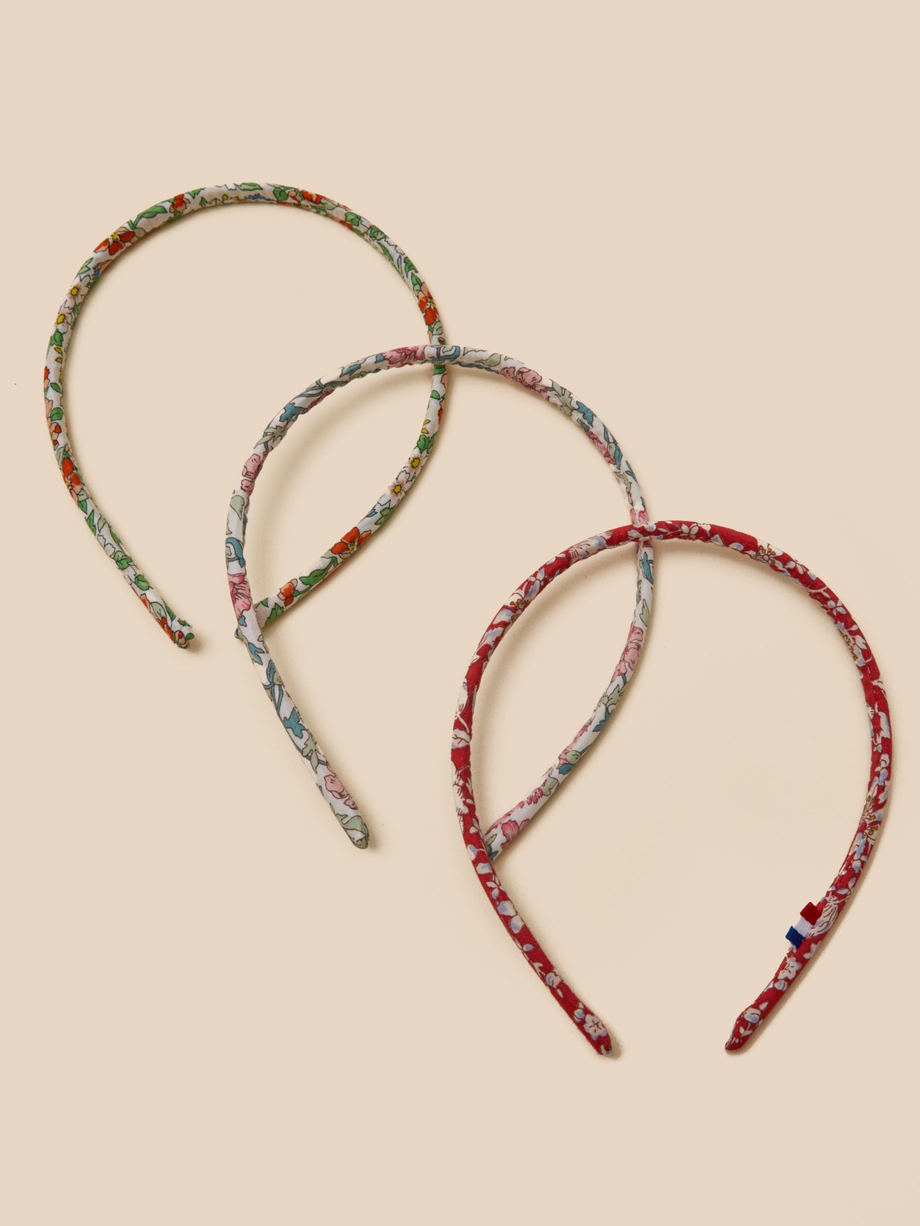 Girl's set of 3 narrow headbands made with Liberty fabric