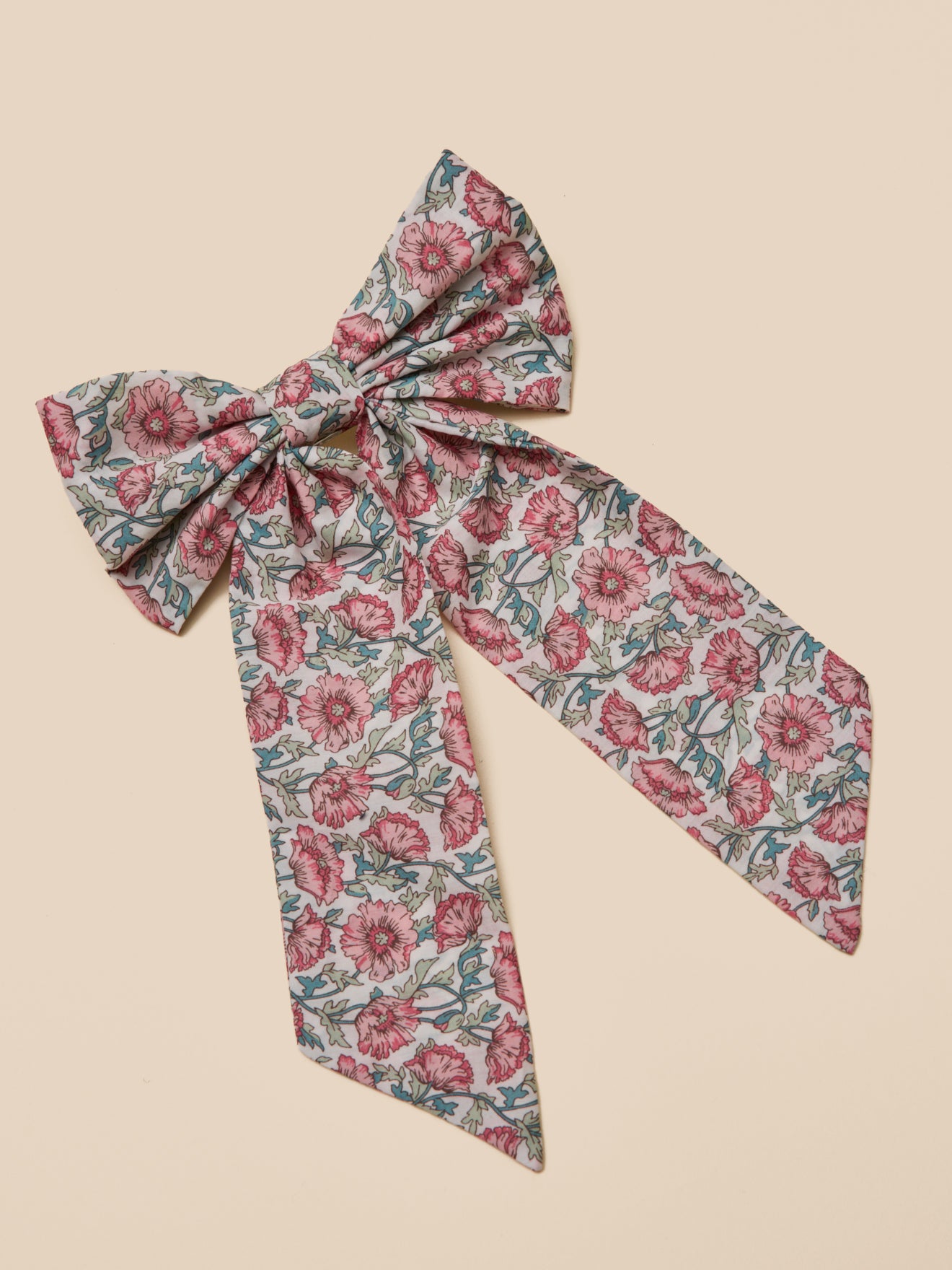 Girl's barrette and large bow made with Liberty fabric