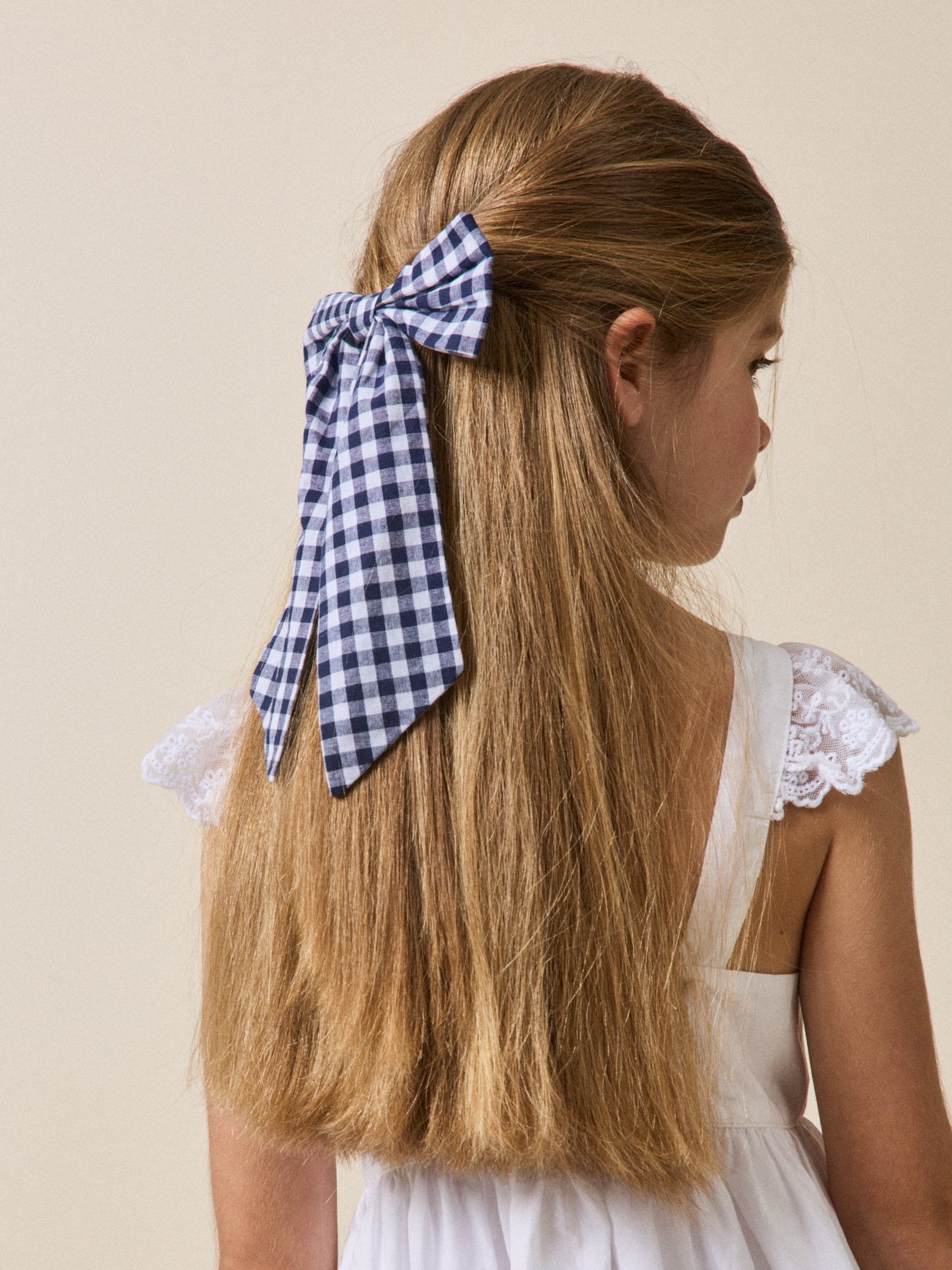 Barrette Fille grand noeud vichy