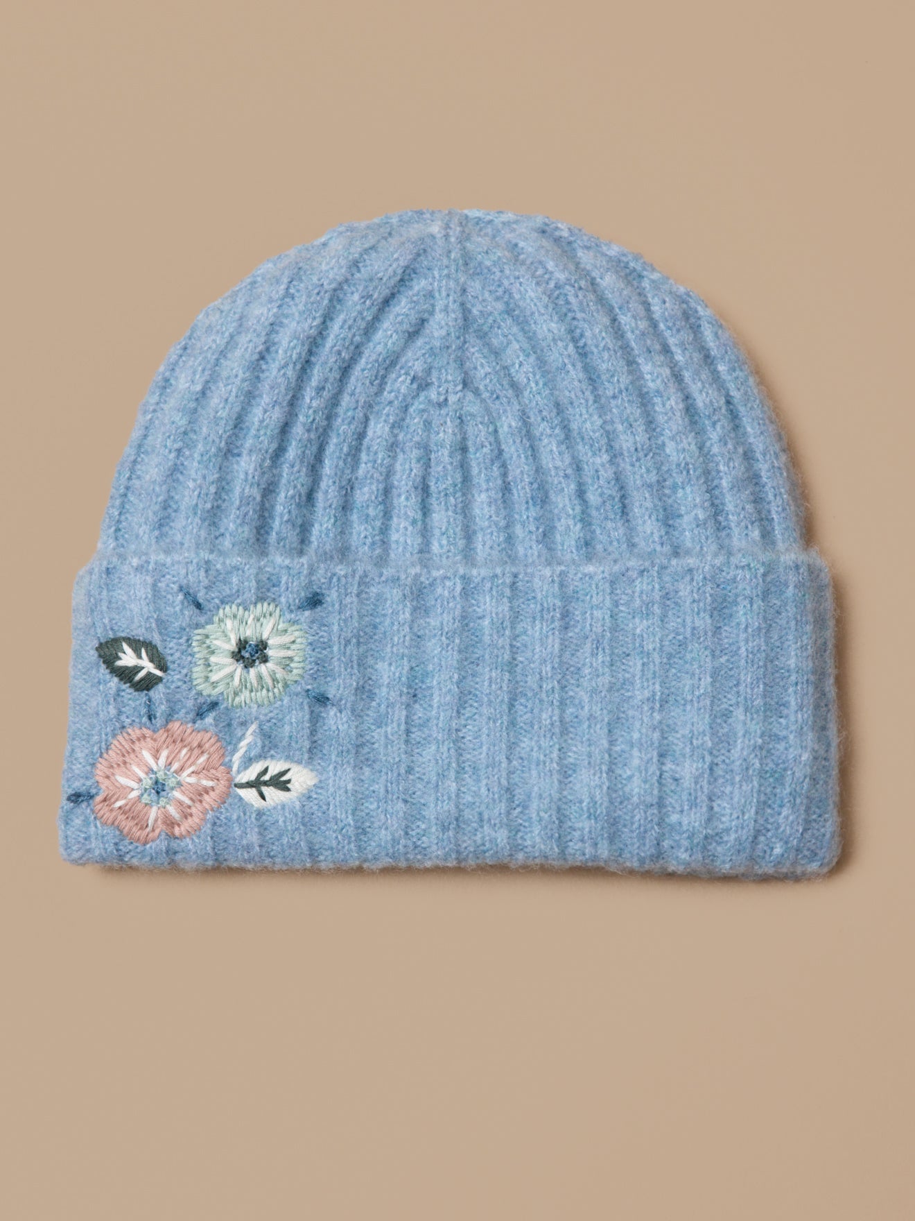 Girl's embroidered ribbed beanie