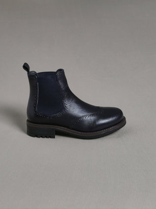 Girl's leather ankle boots with punchhole toe
