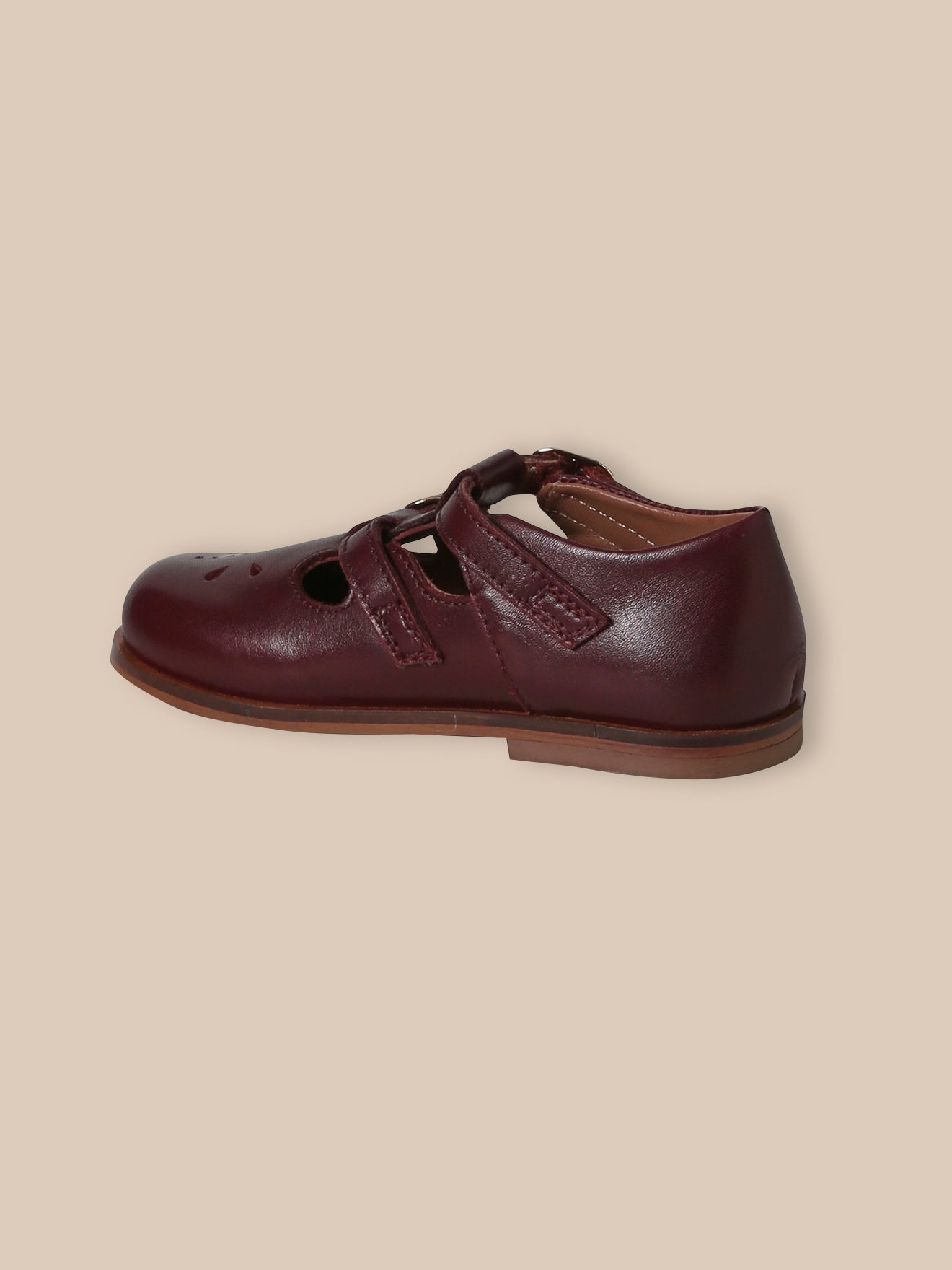 Girl's leather T-bar shoes with buckle