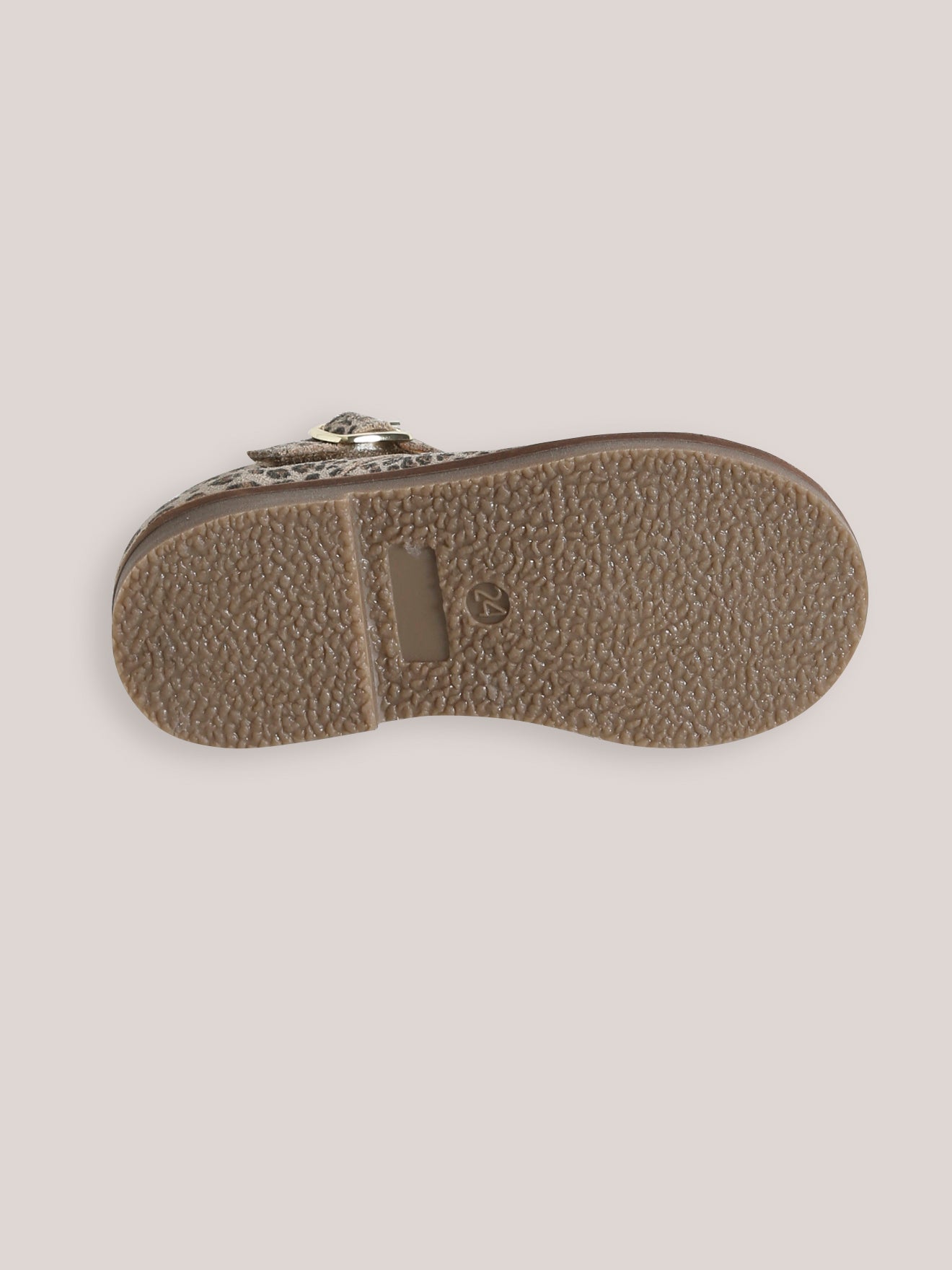 Girl's leather leopard motif T-strap shoes