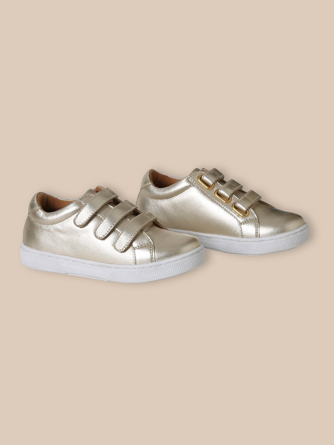 Girl's iridescent leather trainers