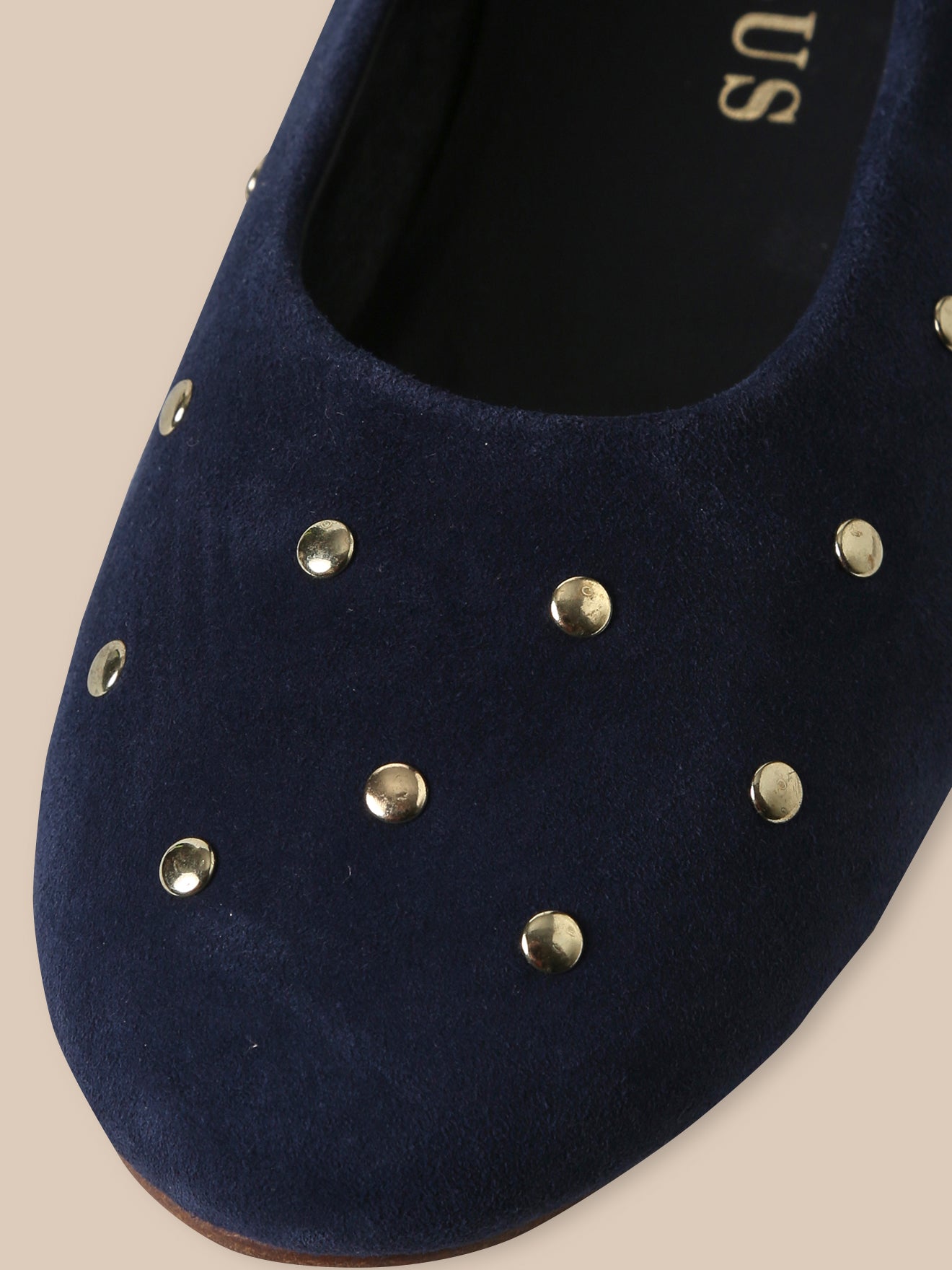 Girl's studded leather ballerina flats